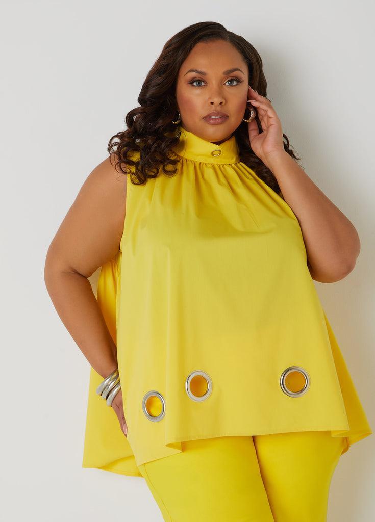 Plus Size Grommet Embellished Poplin Blouse Ashley Stewart Product Image