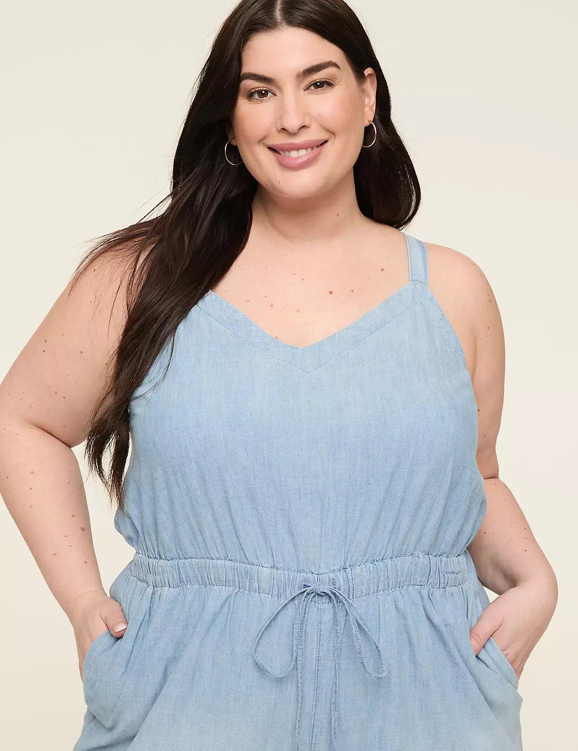 Chambray V-Neck Jumpsuit Product Image
