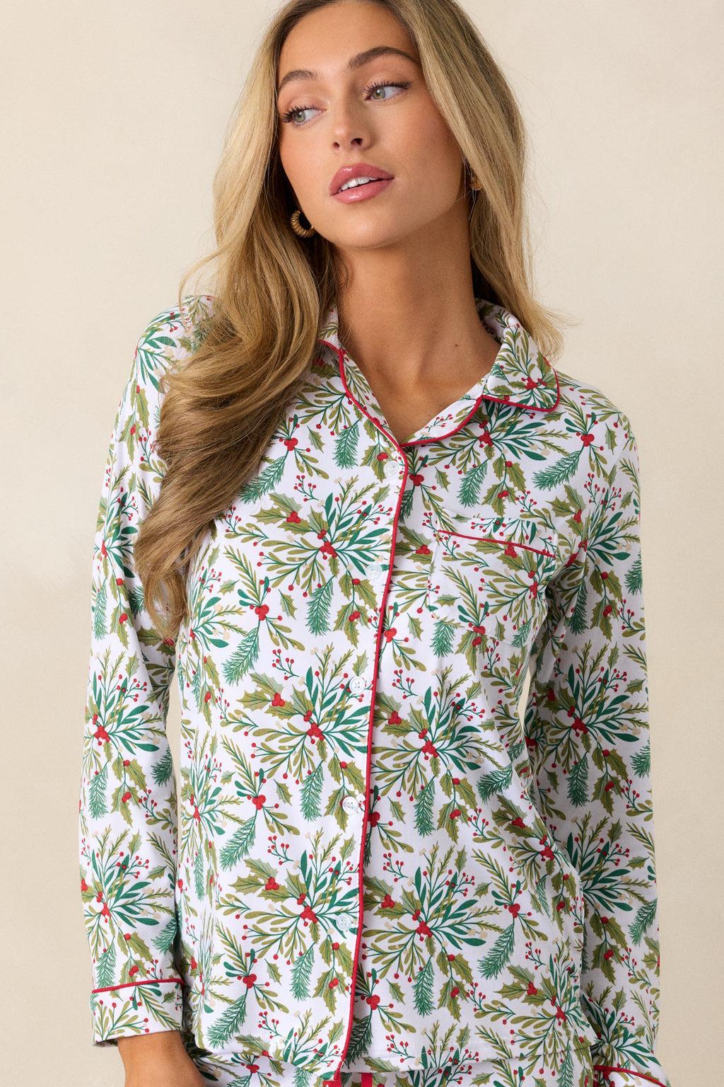 Under the Mistletoe Ivory Pajama Top Product Image