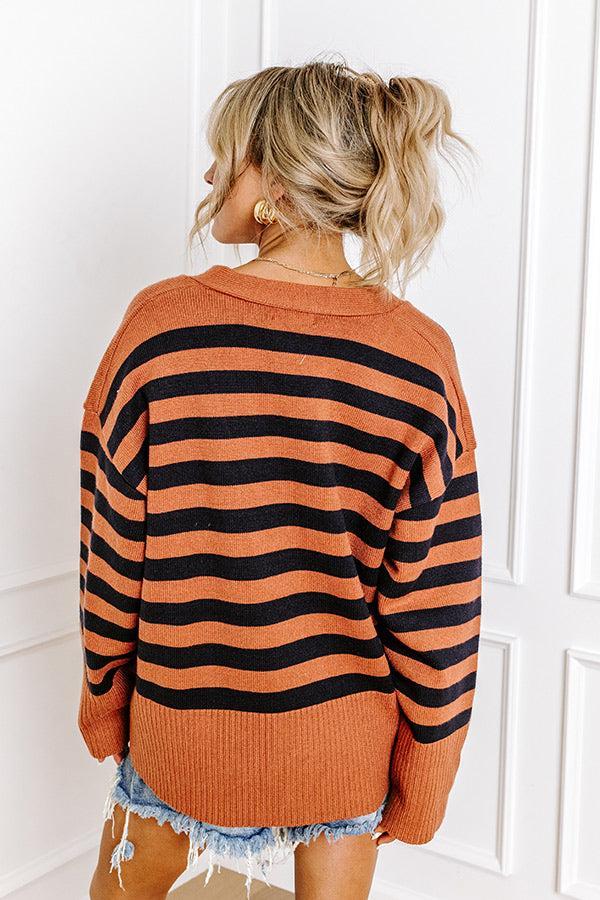 Promising Smile Stripe Cardigan In Cinnamon Product Image