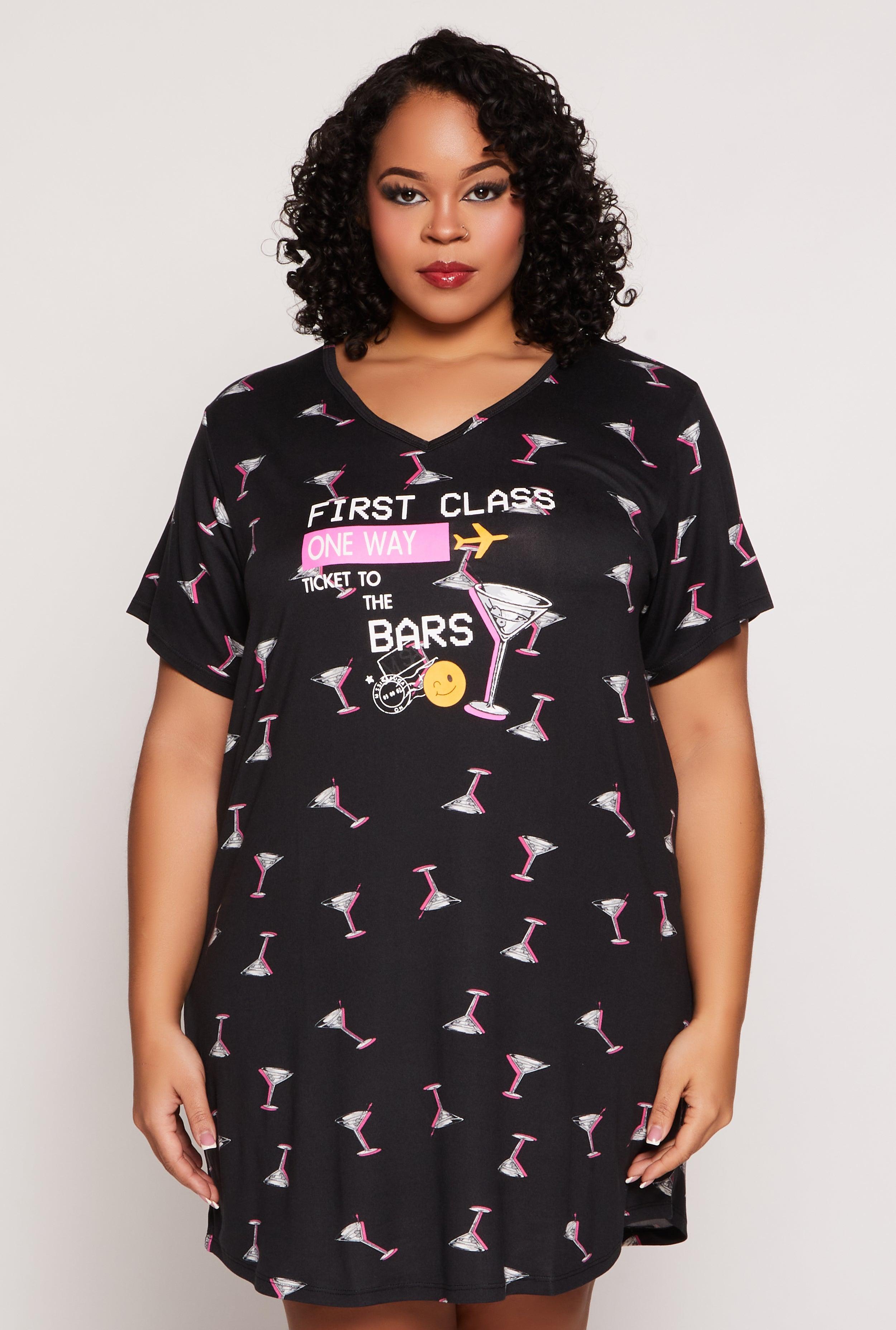 Womens Plus Size First Class Martini Graphic Sleepshirt Product Image