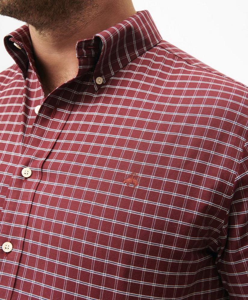 Big & Tall Stretch Cotton Non-Iron Oxford Polo Button Down Collar, Windowpane Shirt Product Image