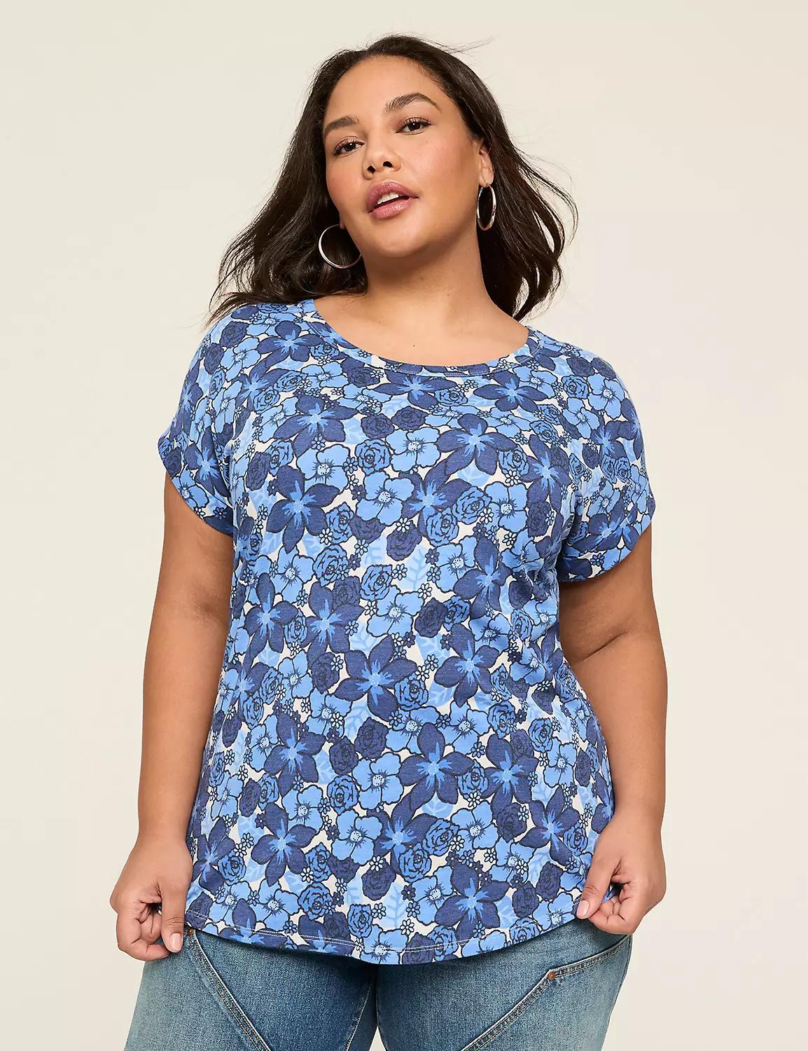 Roll-Sleeve Scoop-Neck Tee Product Image