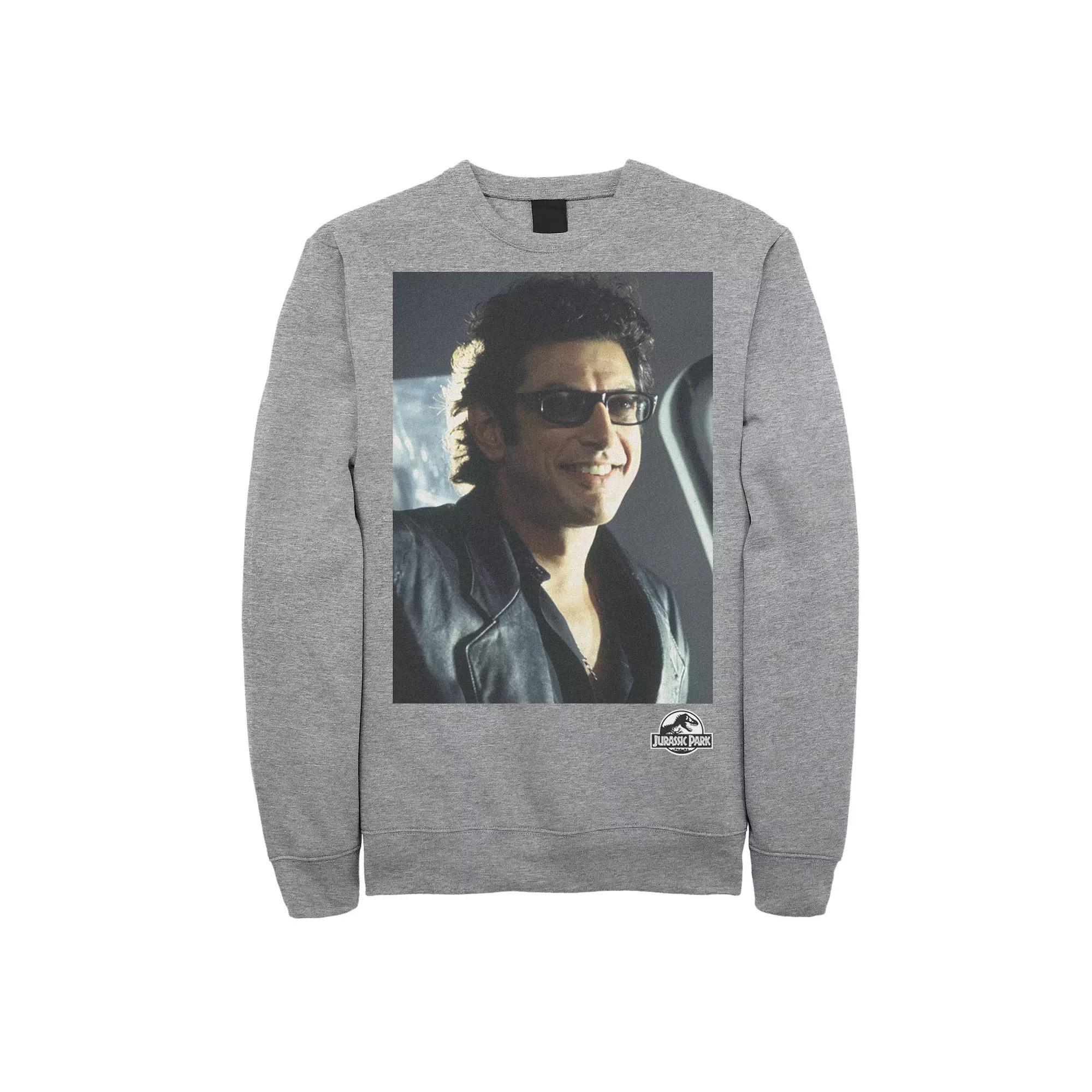 Men's Jurassic Park Goldblum Sly Smile Sweatshirt, Size: Large, Athletic Grey Product Image