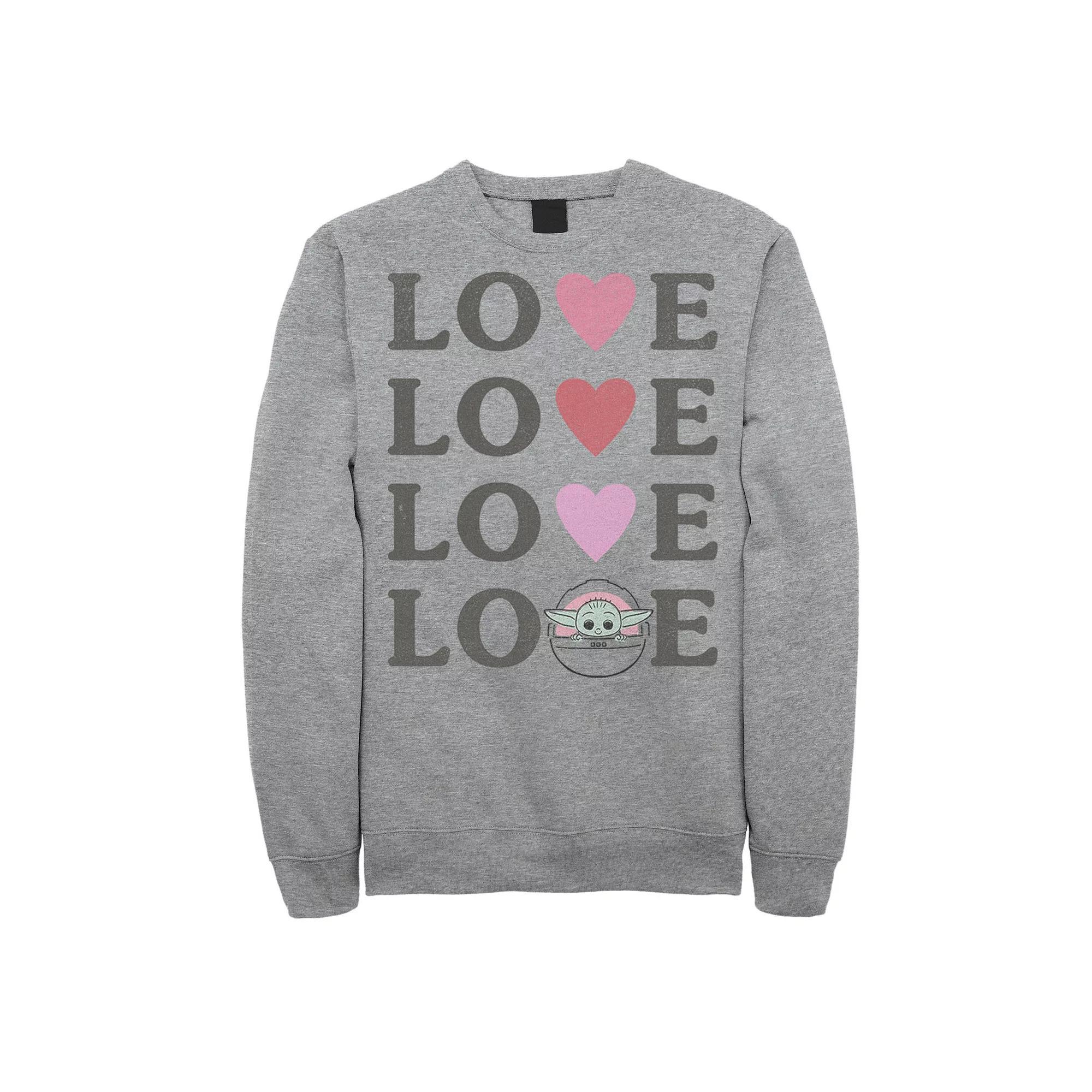 Men's Star Wars The Mandalorian The Child Love Text Stack Sweatshirt,  Product Image