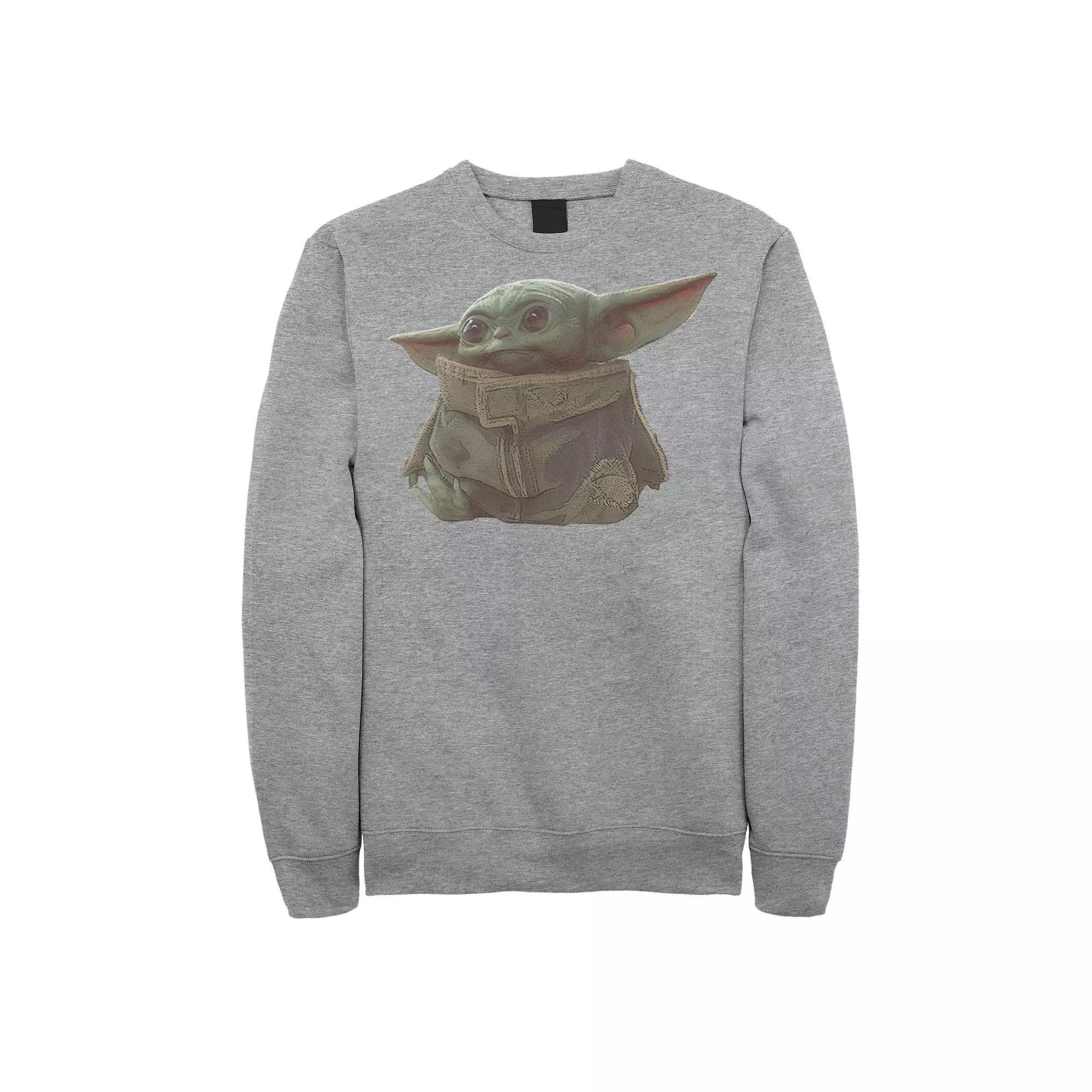 Men's Star Wars The Mandalorian The Child aka Baby Yoda Portrait Graphic Fleece Pullover, Size: 3XL, Athlc Hthr Product Image