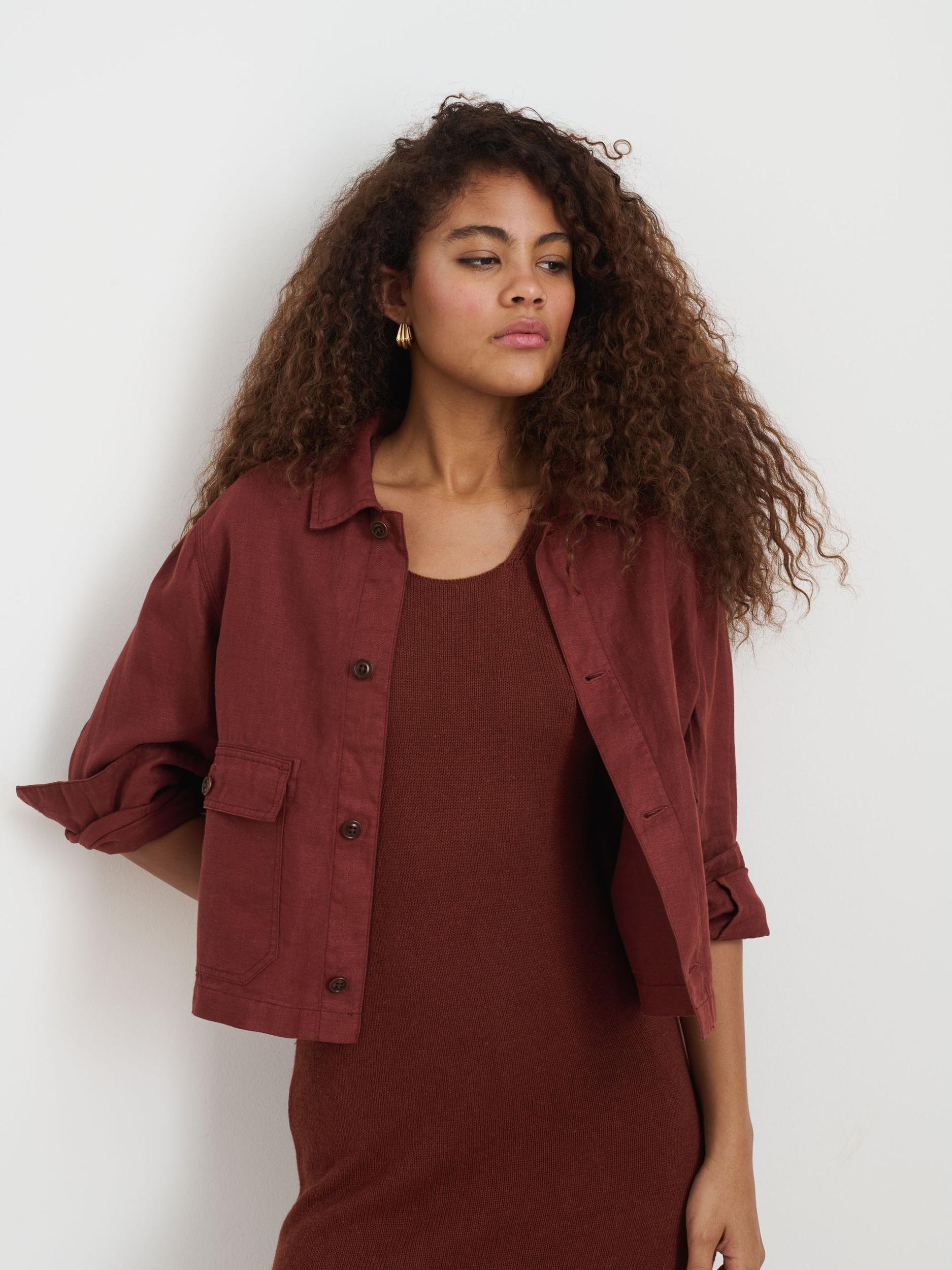 Cropped Work Jacket In Linen Product Image