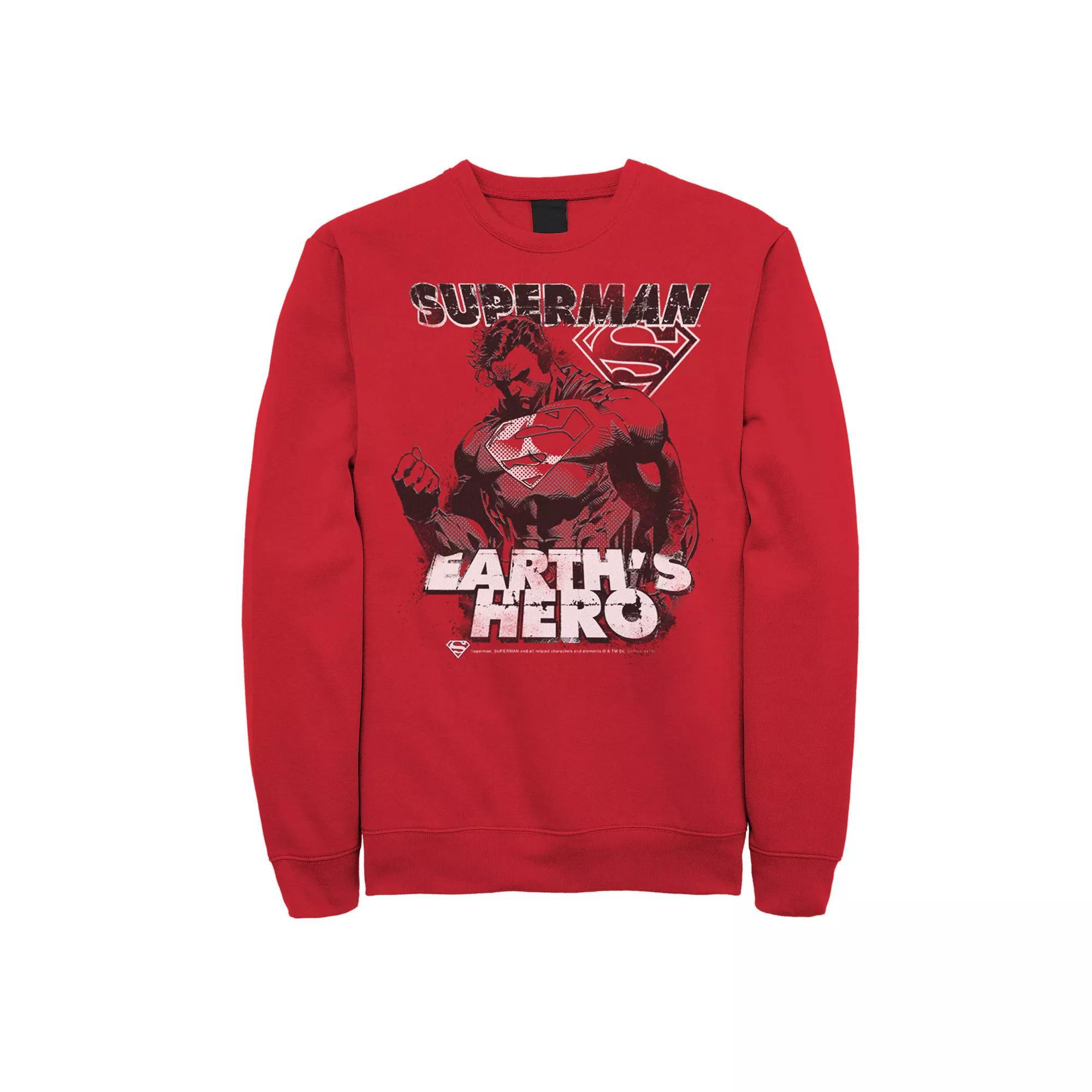 Men's DC Comics Superman Earth's Hero Sketched Poster Sweatshirt,  Product Image
