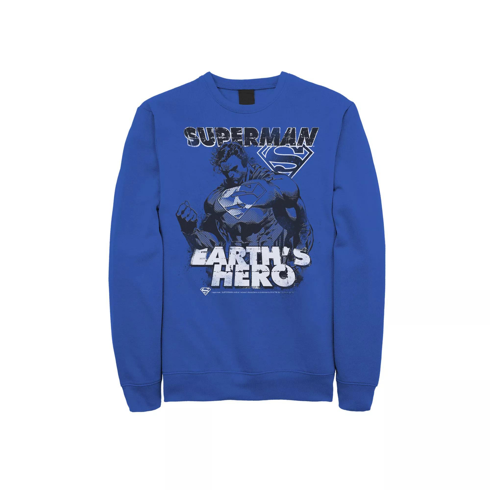 Men's DC Comics Superman Earth's Hero Sketched Poster Sweatshirt,  Product Image