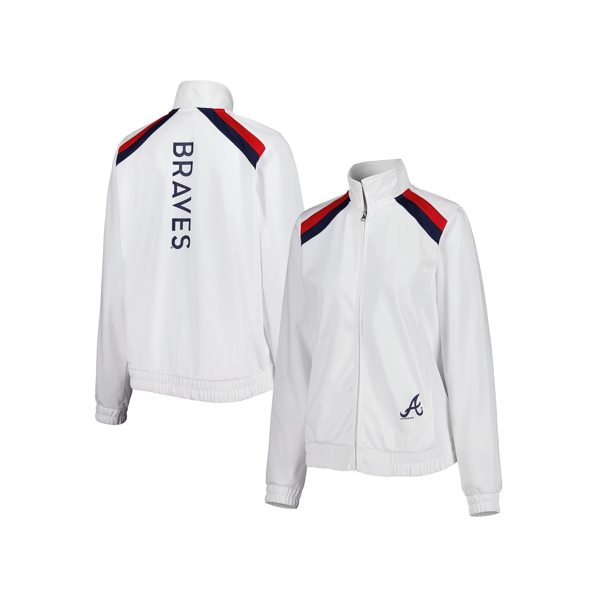Women's G-III 4Her by Carl Banks White Atlanta Braves Red Flag Full-Zip Track Jacket,  Product Image