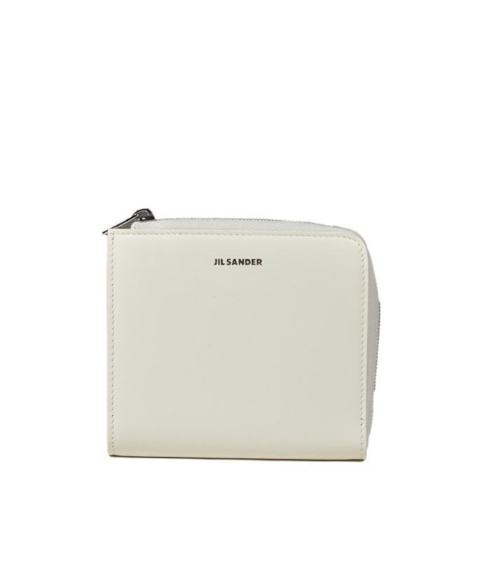 JIL SANDER Logo Embossed Zipped Cardholder In White Product Image