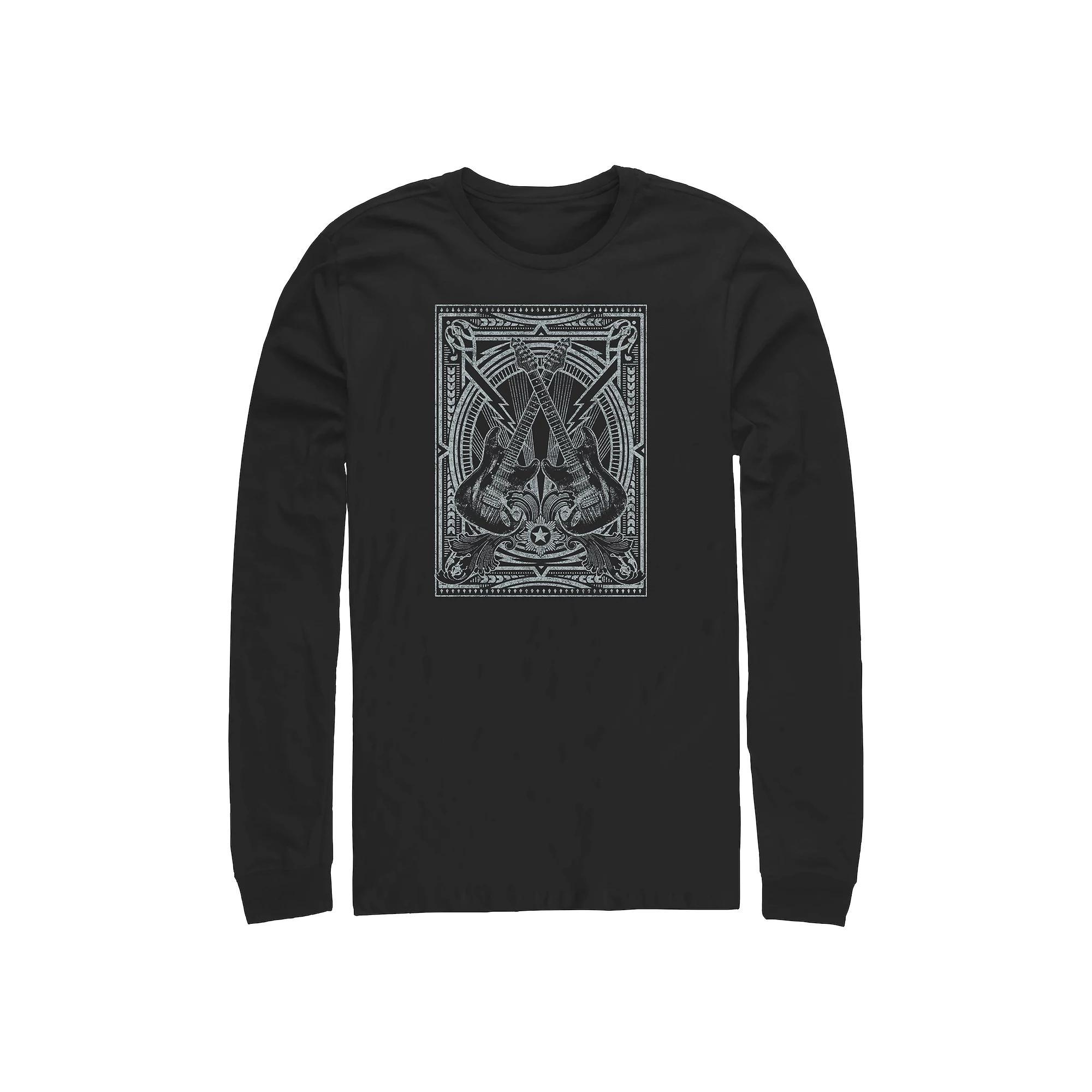 Big & Tall Electric Guitars Poster Long Sleeve Graphic Tee, Men's,  Product Image