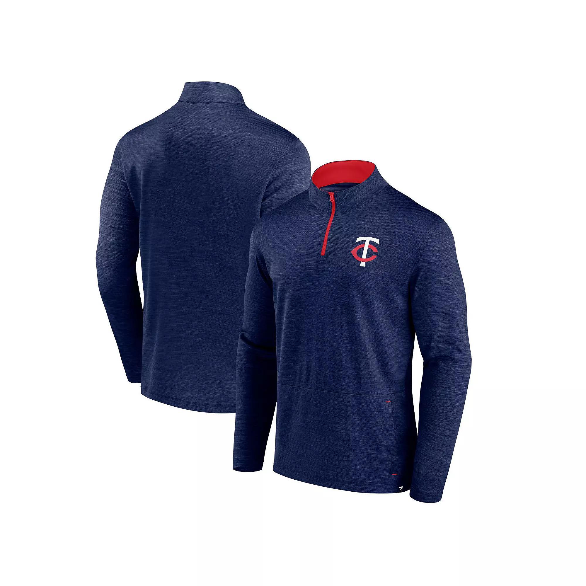 Men's Fanatics Heather Navy Minnesota Twins Fundamentals Quarter-Zip Pullover, Size: Small, Blue Product Image