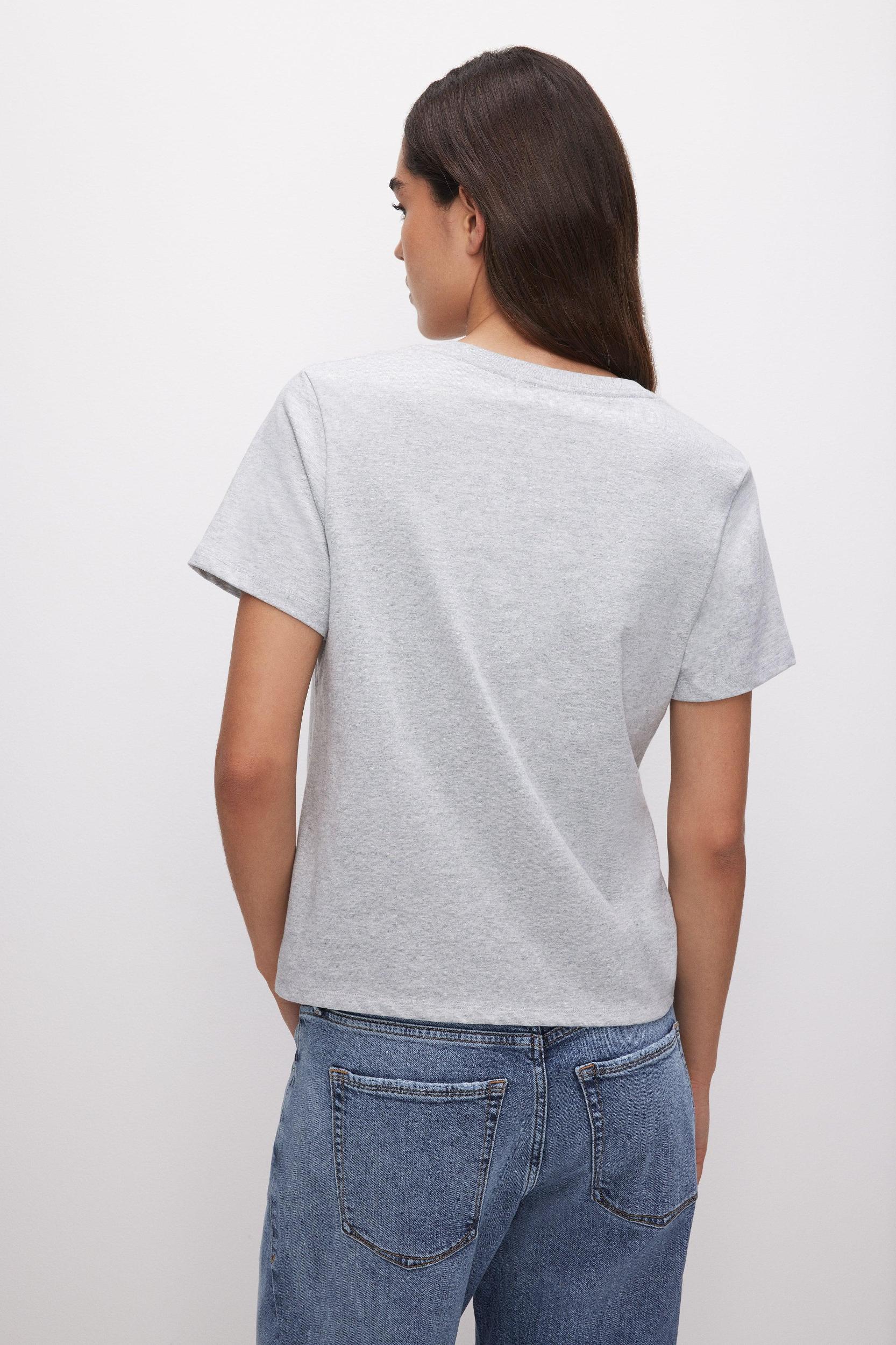 COTTON CLASSIC V-NECK TEE | HEATHER GREY001 Product Image