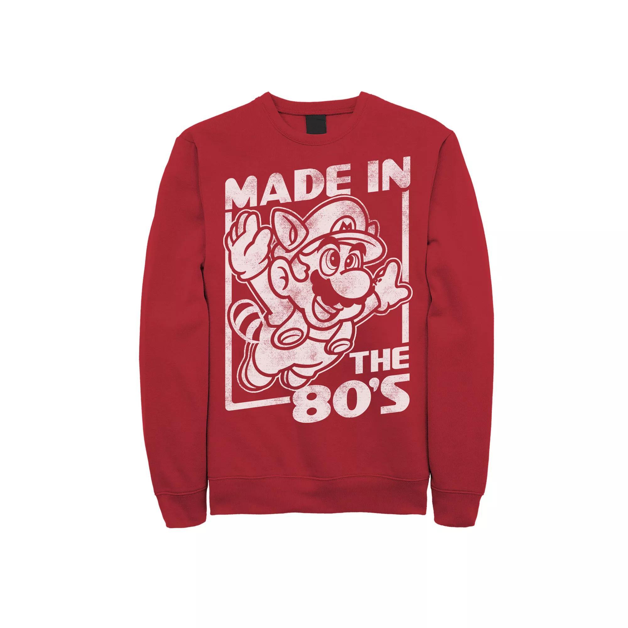 Men's Super Mario Tanooki Mario Made In The 80's Sweatshirt, Size: Large, Red Product Image