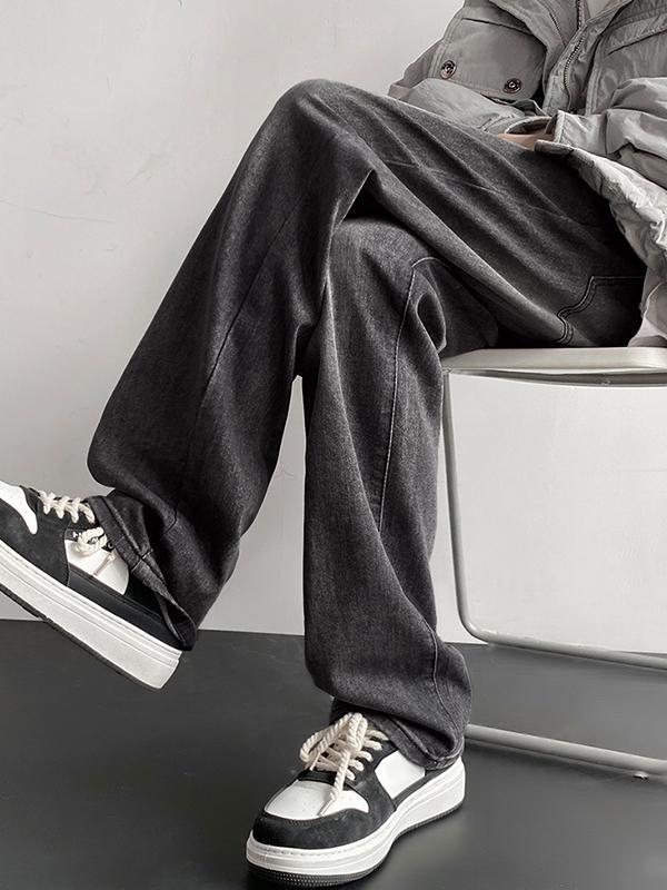 Men's Vintage Gray Wash Loose Jeans Product Image