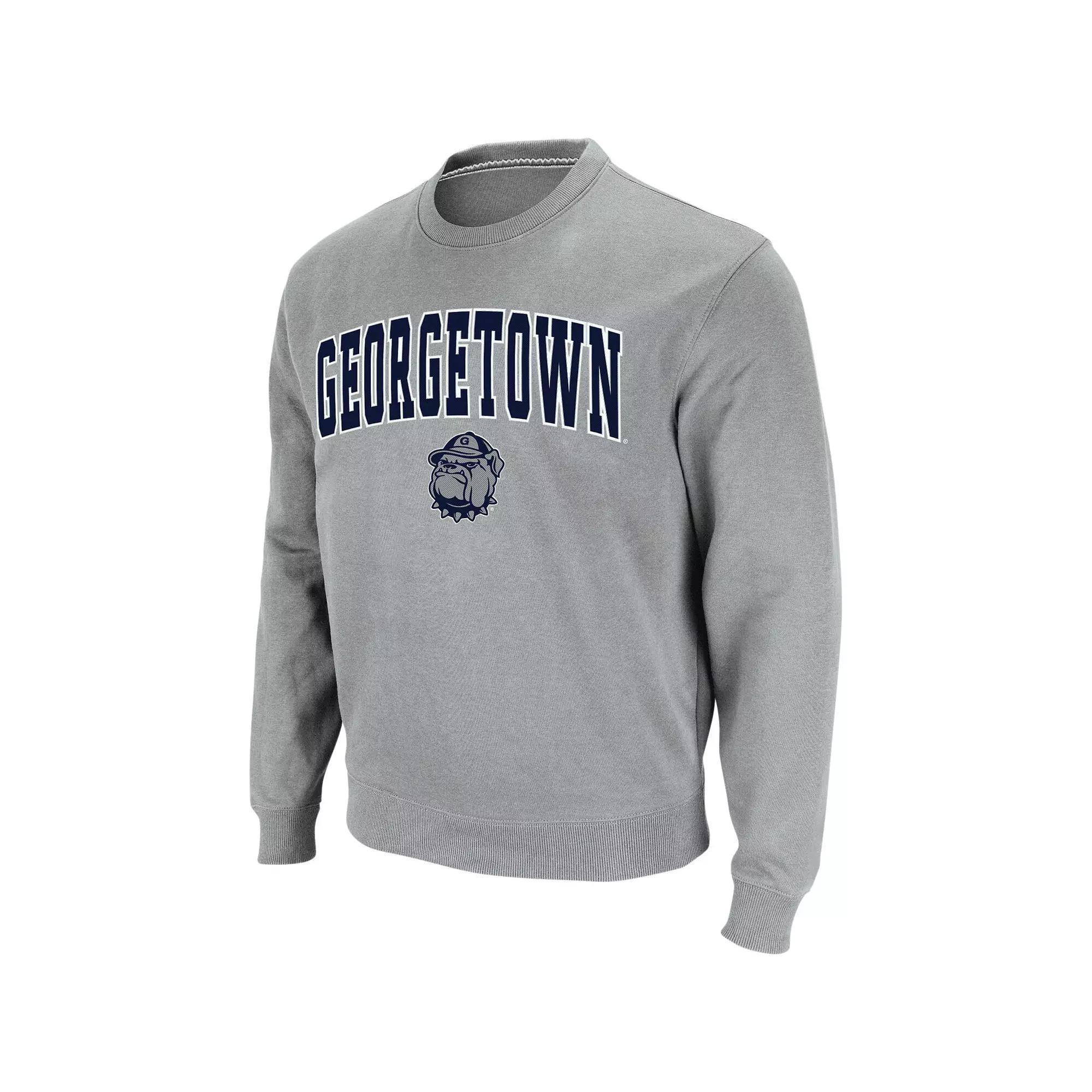 Men's Colosseum Gray Georgetown Hoyas Arch & Logo Crew Neck Sweatshirt, Size: Small, Grg Grey Product Image