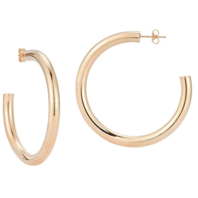 Sunkissed Sterling 14k Gold Over Silver Thick Hoop Earrings, Womens, Rose Gold Tone Product Image