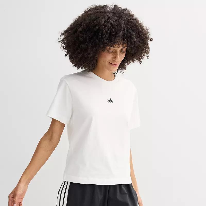 adidas Essentials Small Logo Cotton Tee Light Grey Heather XL Womens Product Image