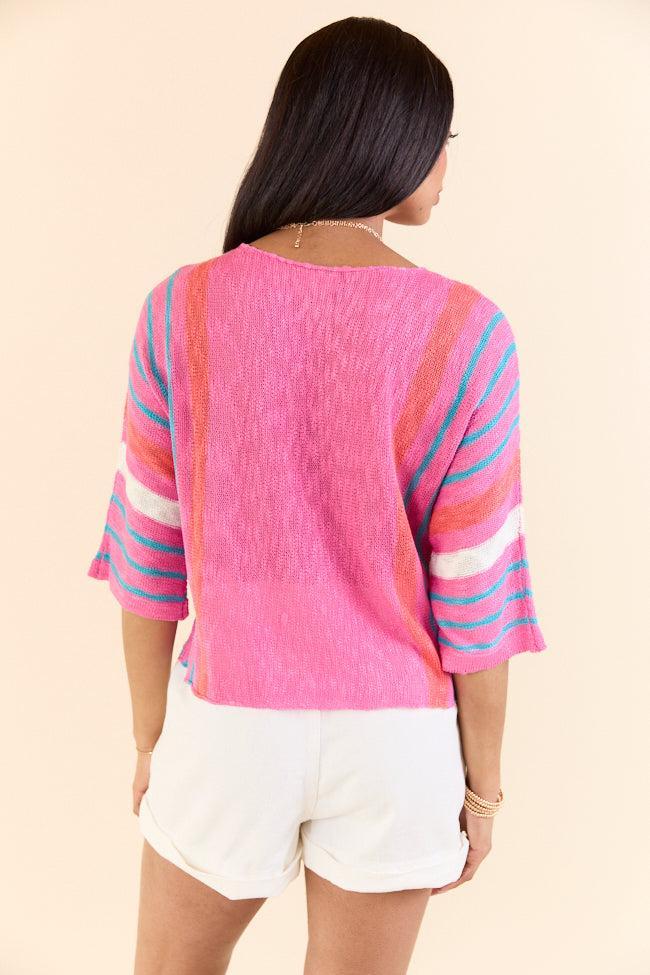 Swept Away Pink Striped Sleeve Sweater FINAL SALE Product Image
