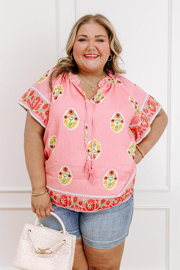 Margaritas On The Boardwalk Floral Top Curves Product Image