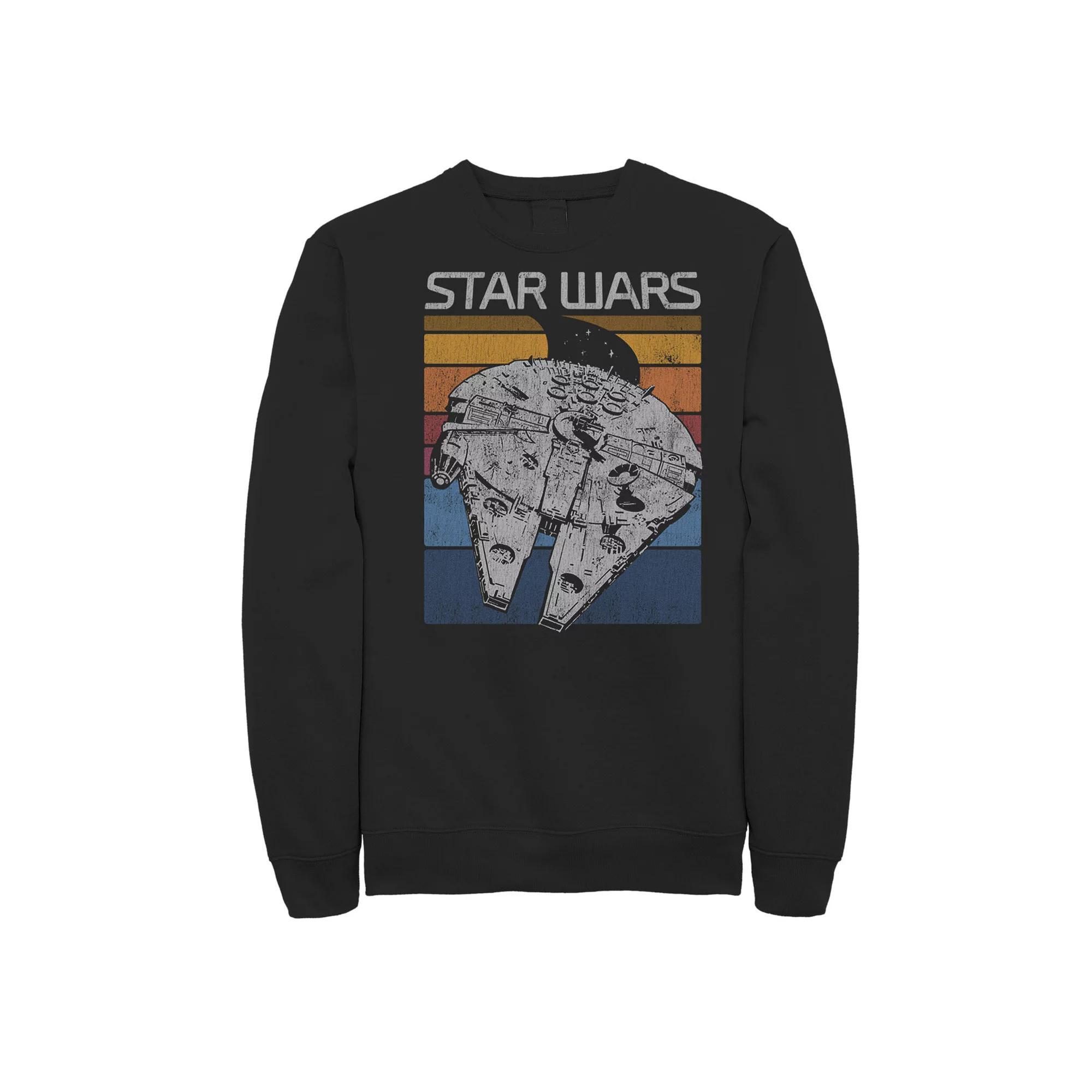 Men's Star Wars Millennium Falcon Retro Lines Poster Sweatshirt,  Product Image