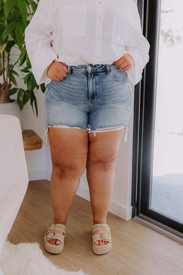 JUDY BLUE Maeve High Waist Distressed Shorts Curves Product Image