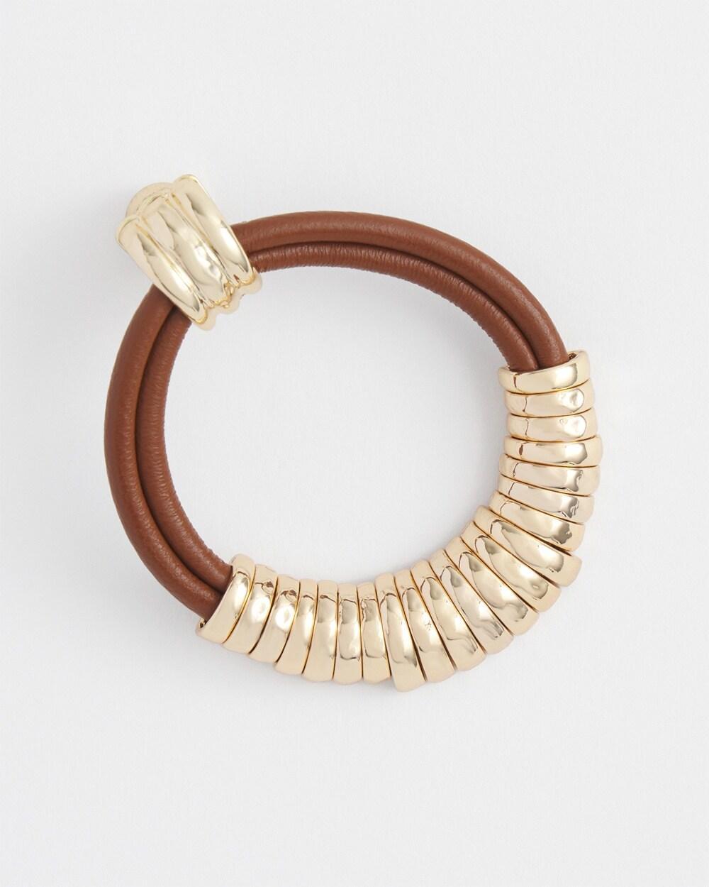 No Droop™ Neutral Leather Hoop Earrings Product Image