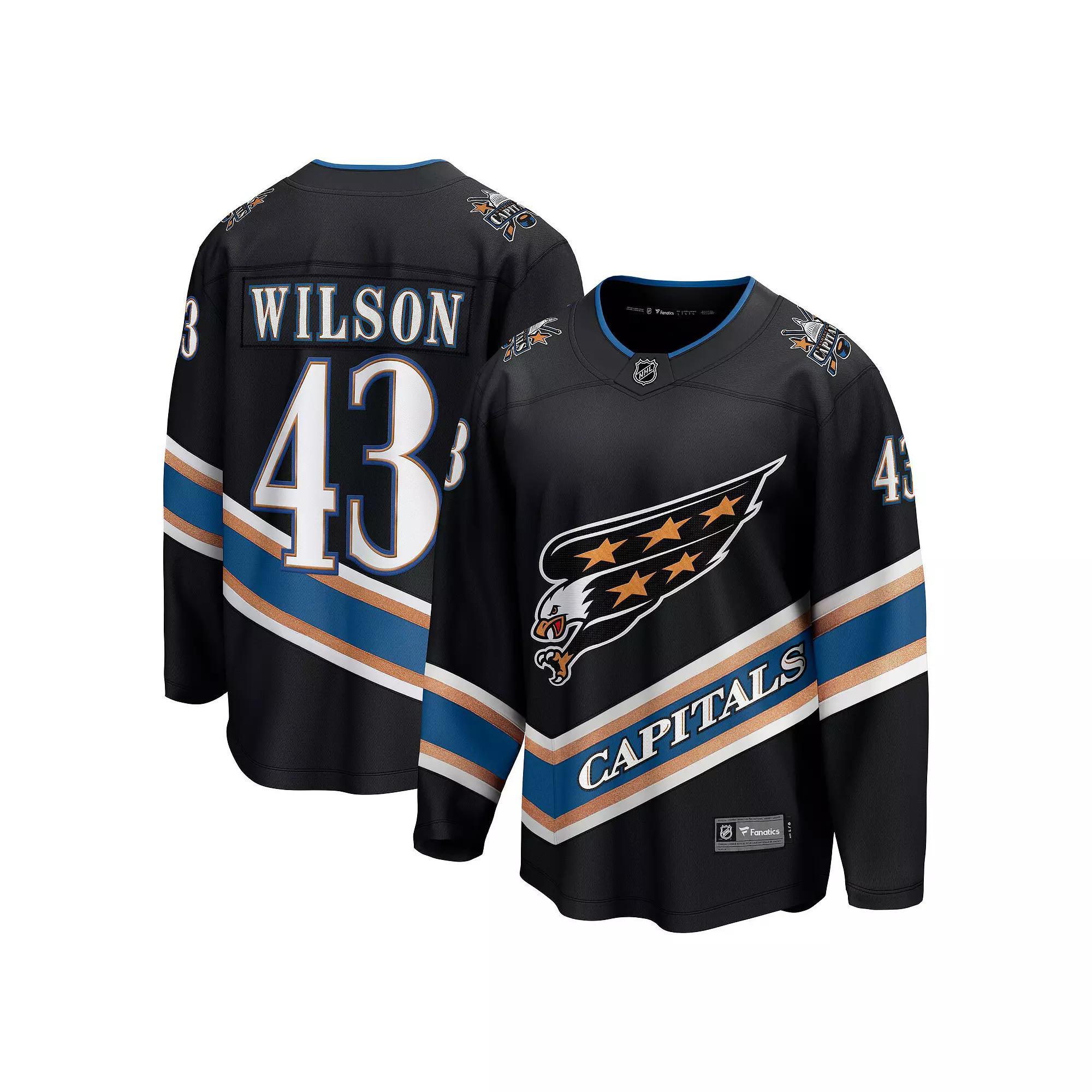 Men's Fanatics Tom Wilson Black Washington Capitals Alternate 50th Anniversary Premier Breakaway Player Jersey, Size: XS Product Image
