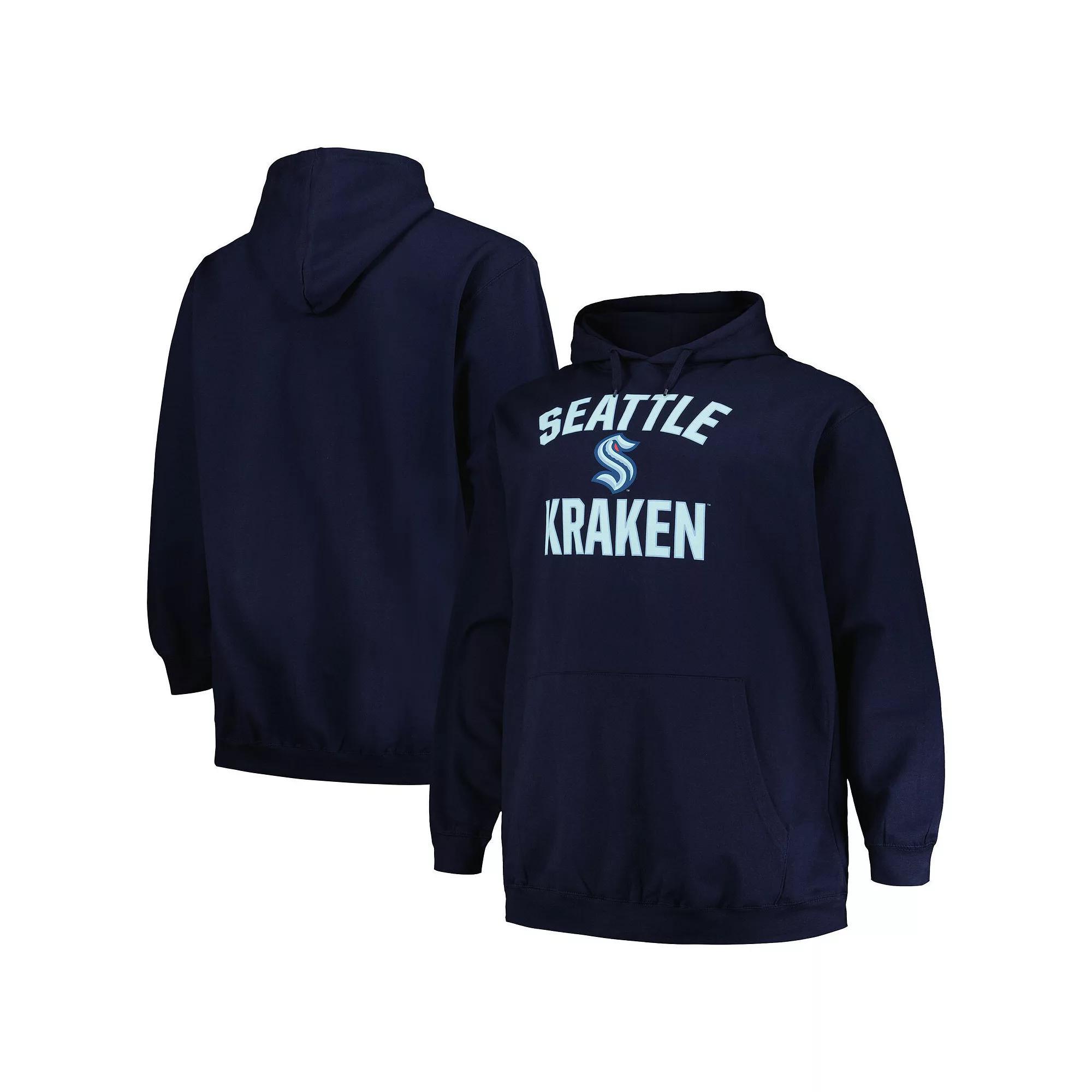 Men's Profile Deep Sea Blue Seattle Kraken Big & Tall Arch Over Logo Pullover Hoodie,  Product Image