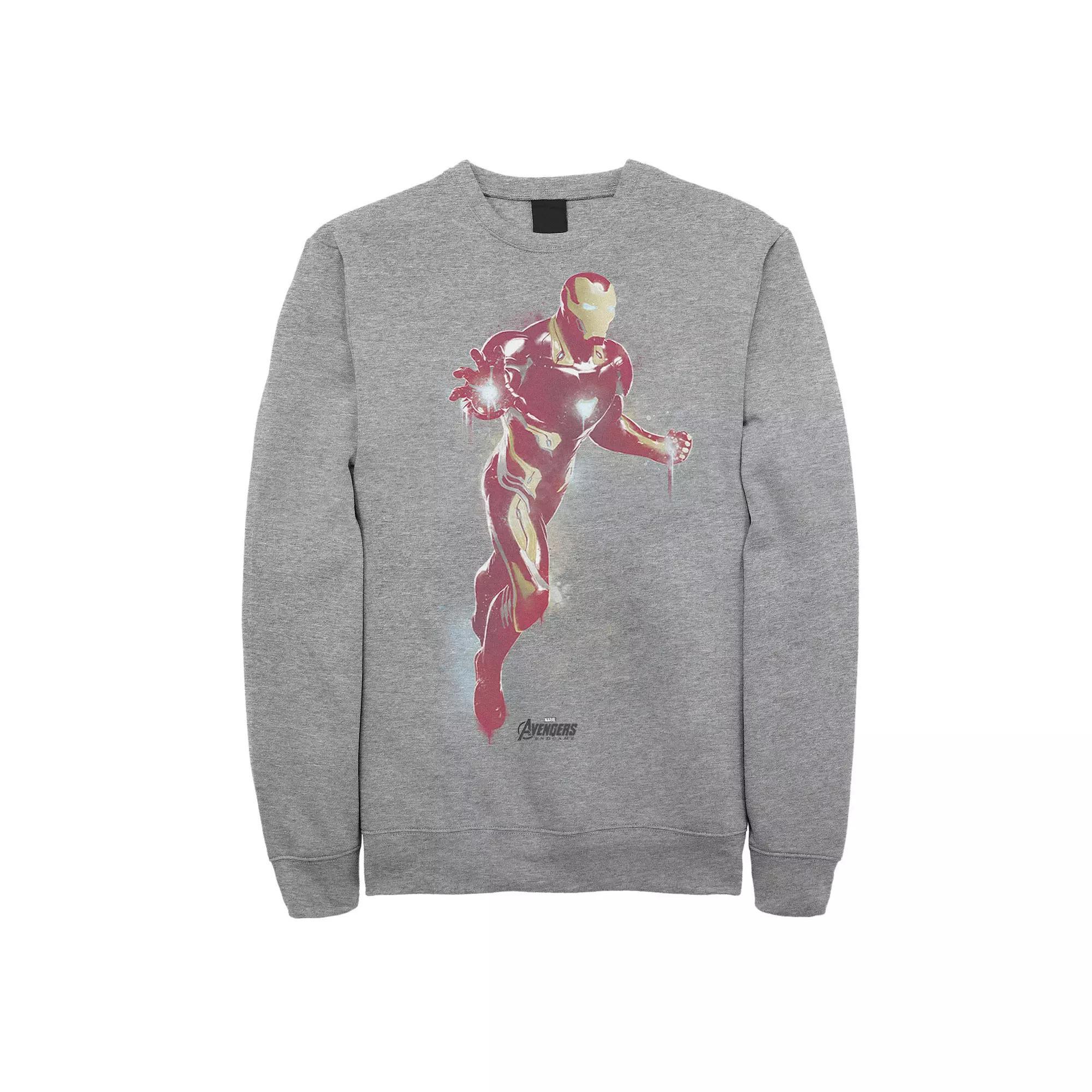 Men's Marvel Avengers: Endgame Iron Man Spray Paint Sweatshirt, Size: 3XL, Athletic Grey Product Image