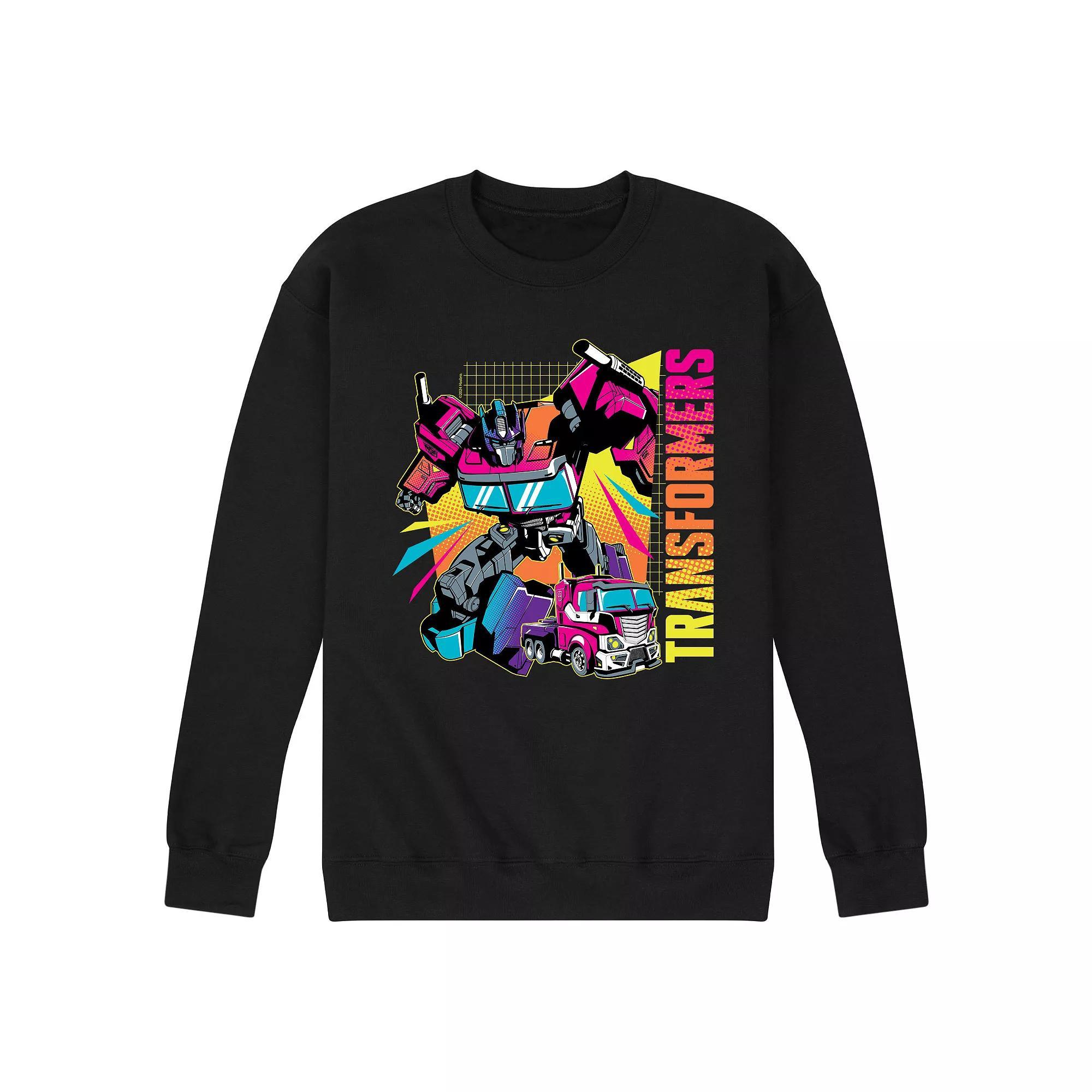 Men's Transformers Neon Halftones Fleece Sweatshirt, Size: Large, Black Product Image