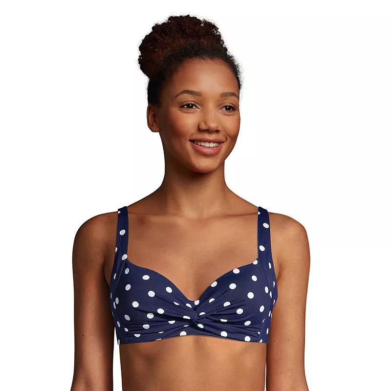 Women's Lands' End DDD-Cup Twist-Front Underwire Bikini Top, Size: 6 Ddd, Deep  Polka Dot Product Image
