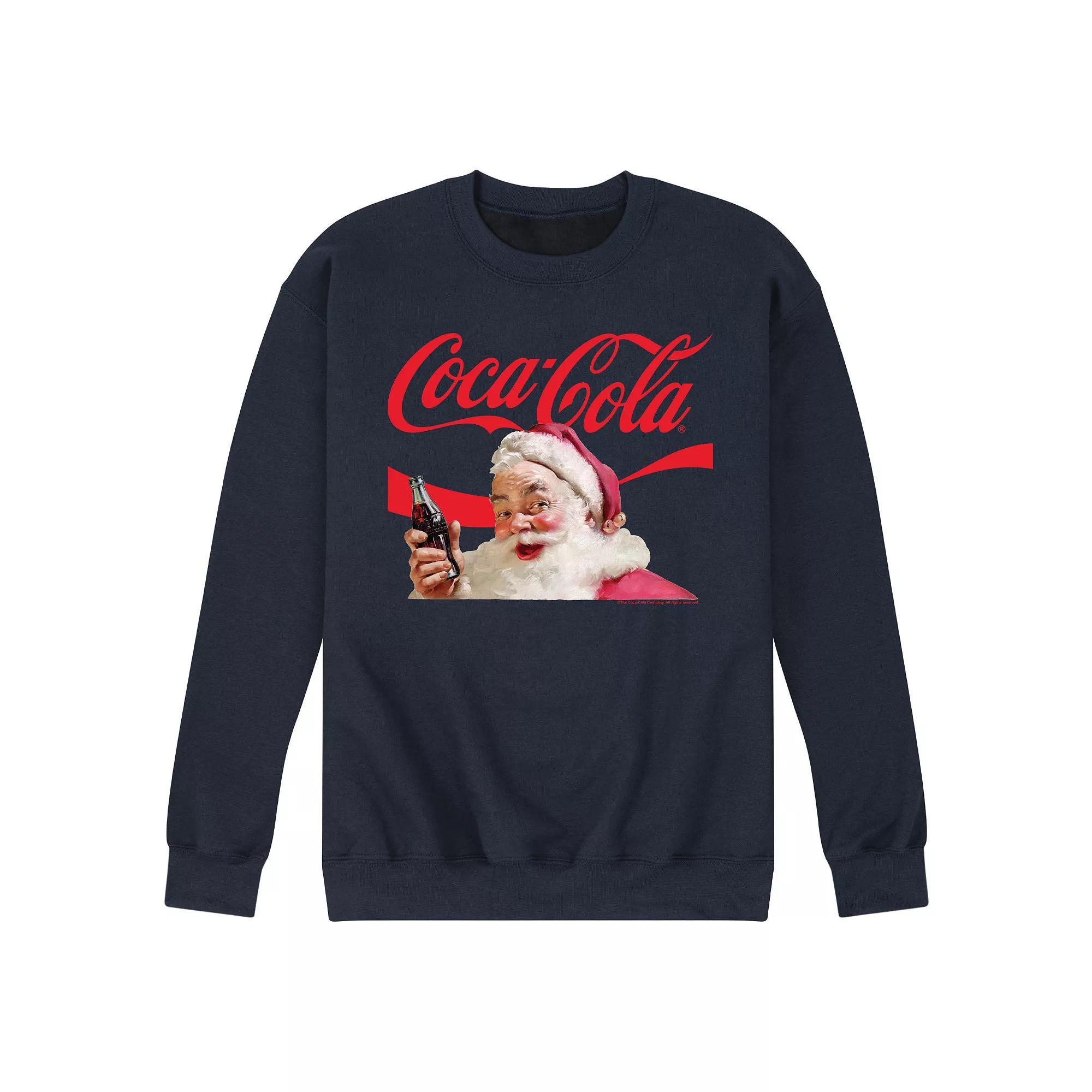 Men's CocaCola Santa Closeup Sweatshirt, Size: XXL, Blue Product Image