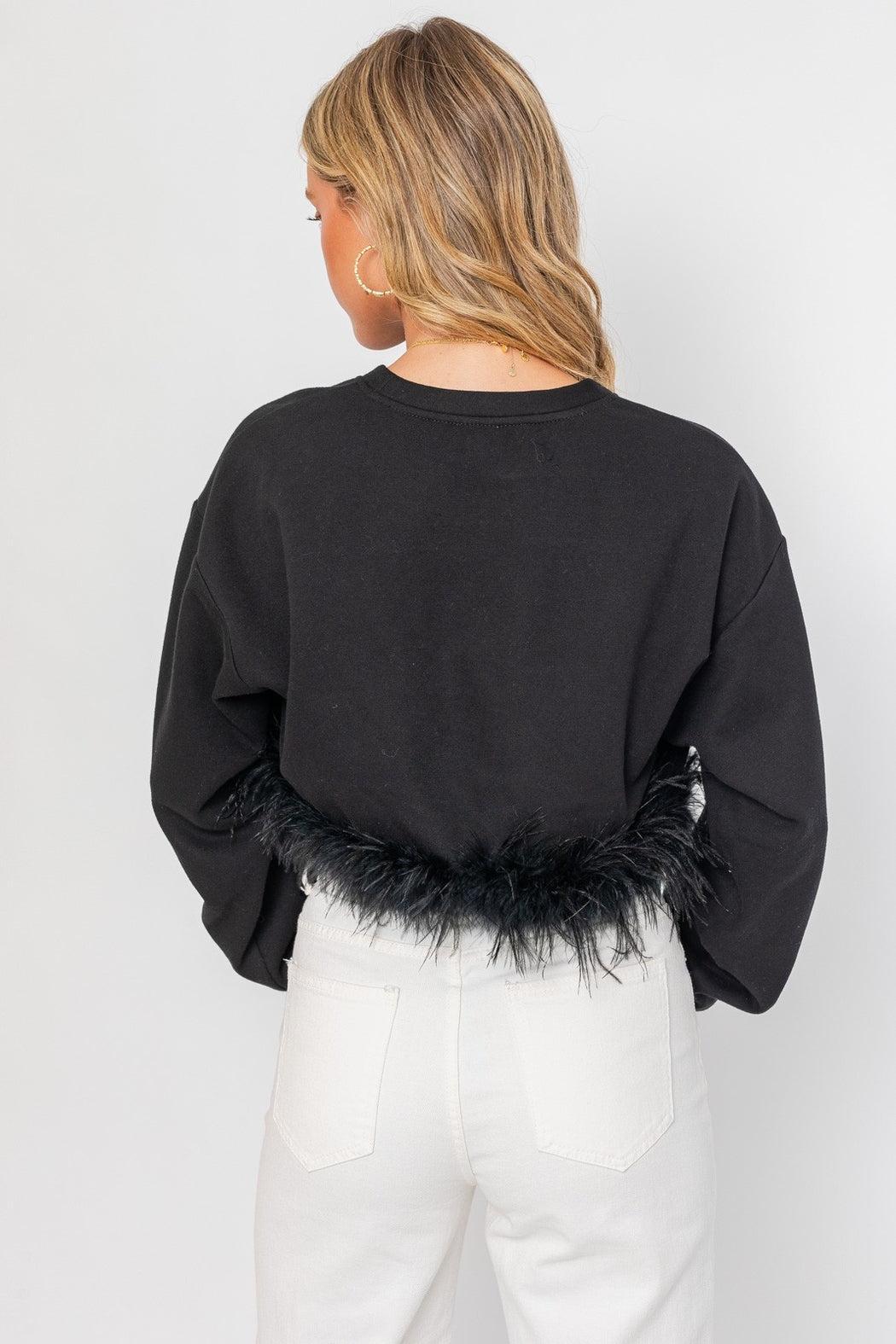 Feather Trim Sweatshirt Product Image
