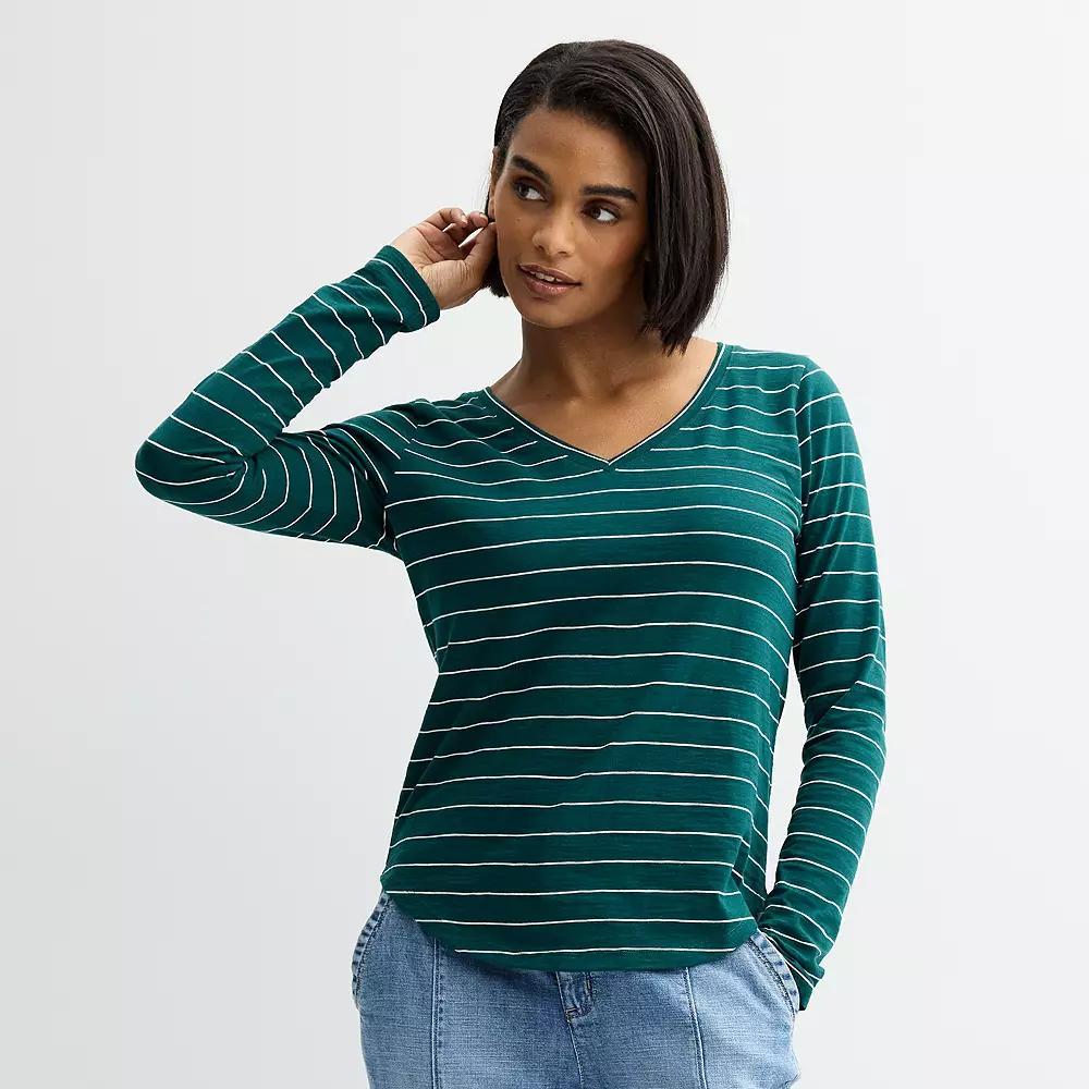 Petite Sonoma Goods For Life® Everyday Long Sleeve V-Neck T-Shirt, Women's,  Product Image