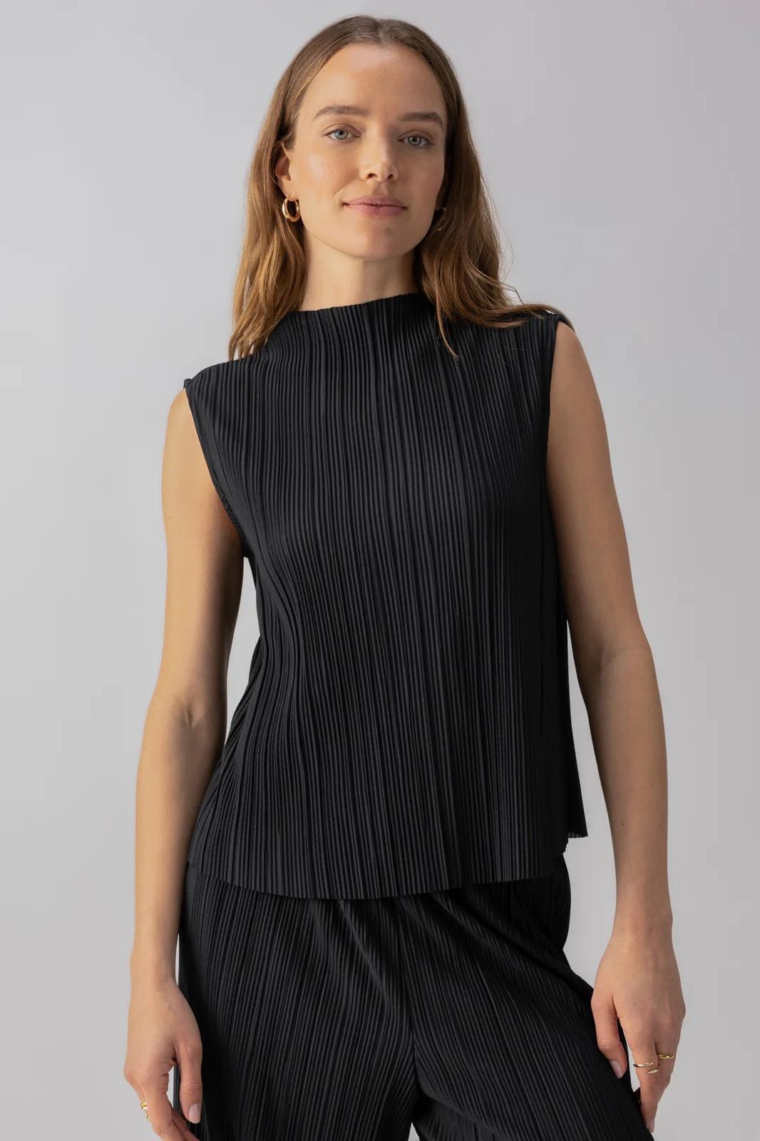 Plisse Mock Neck Top Product Image