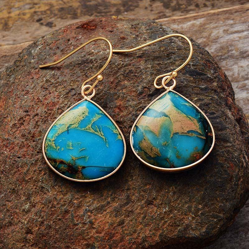 18K Gold-Plated Natural Stone Earrings Product Image