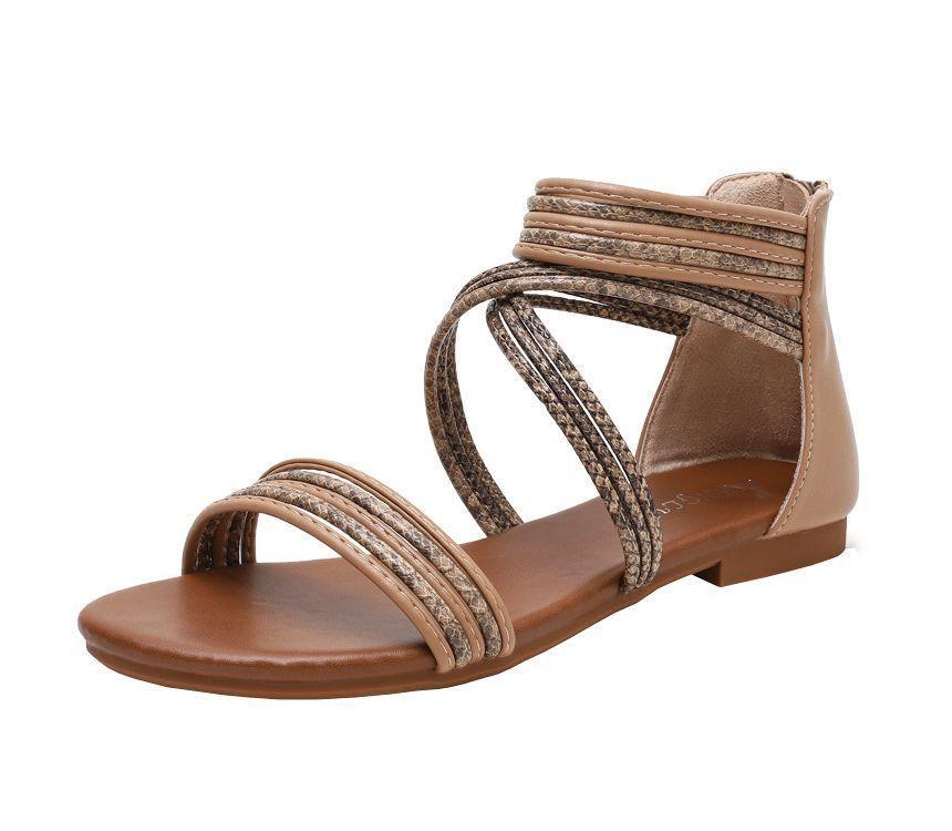 Snakeskin Print Ankle Strap Sandals Product Image