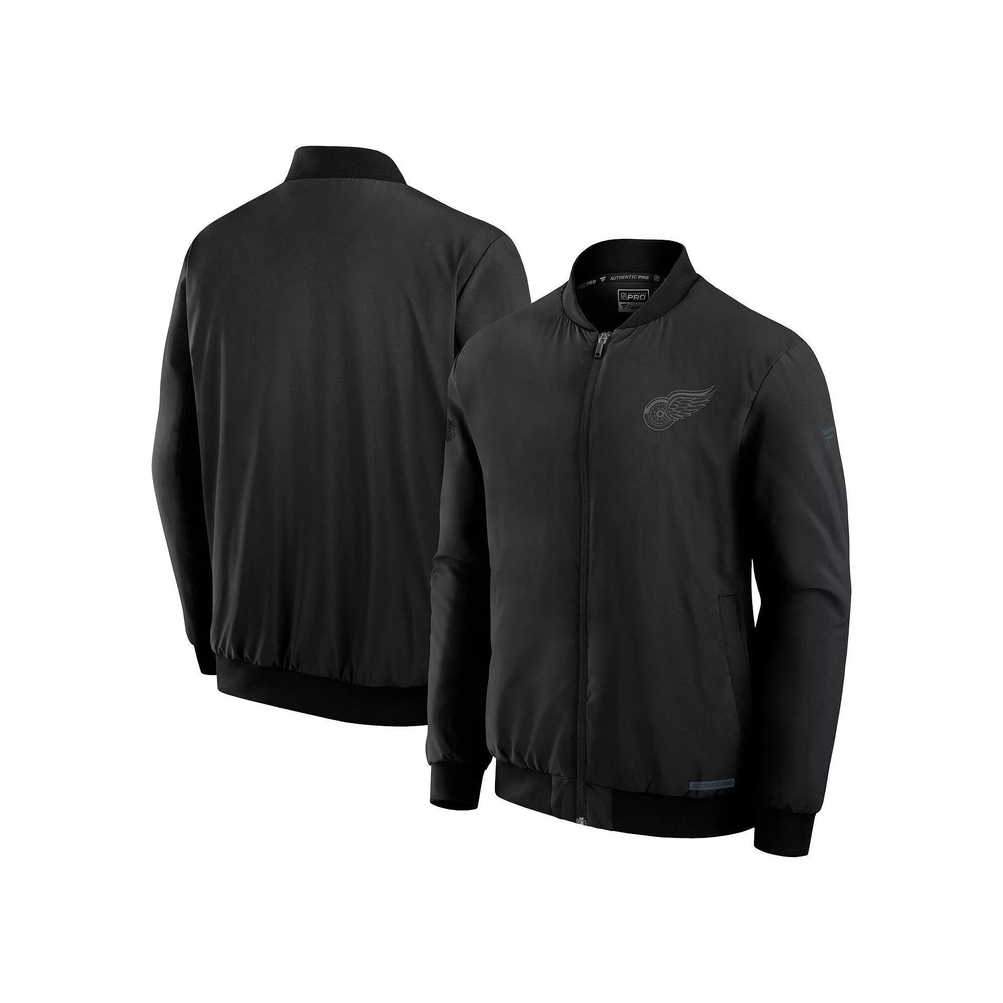 Men's Fanatics Black Chicago Blackhawks Authentic Pro Road Full-Zip Bomber Jacket,  Product Image