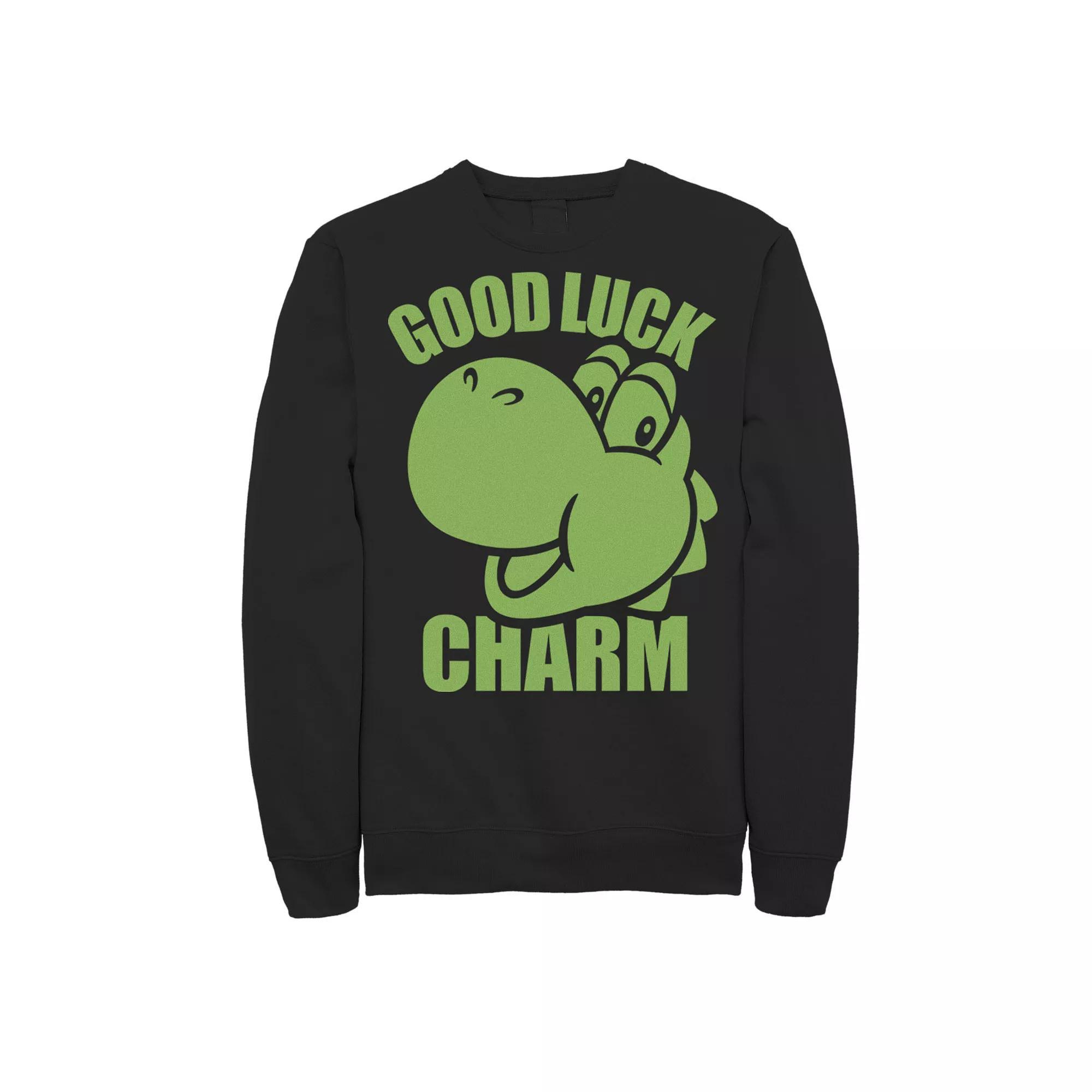 Men's Nintendo Super Mario St. Patty's Yoshi Good Luck Charm Sweatshirt,  Product Image