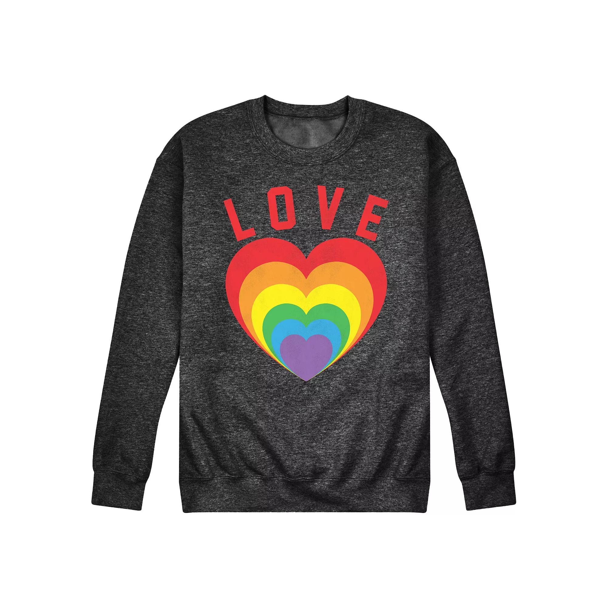 Men's Love Hearts Fleece Sweatshirt, Size: XXL, Heather Grey Product Image