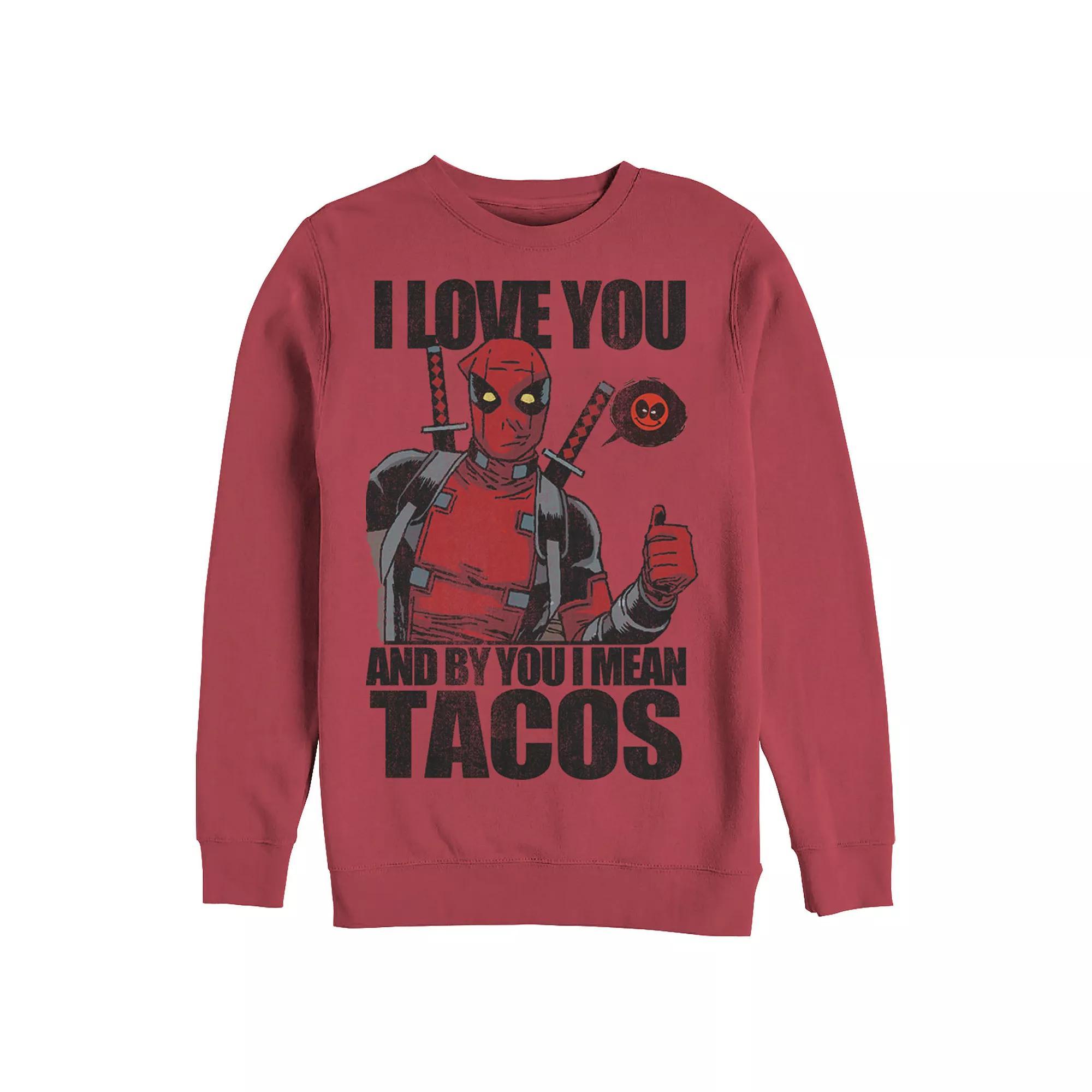 Disney's Deadpool I Love You And By You I Mean Tacos Men's Graphic Fleece, Size: Large, Red Product Image