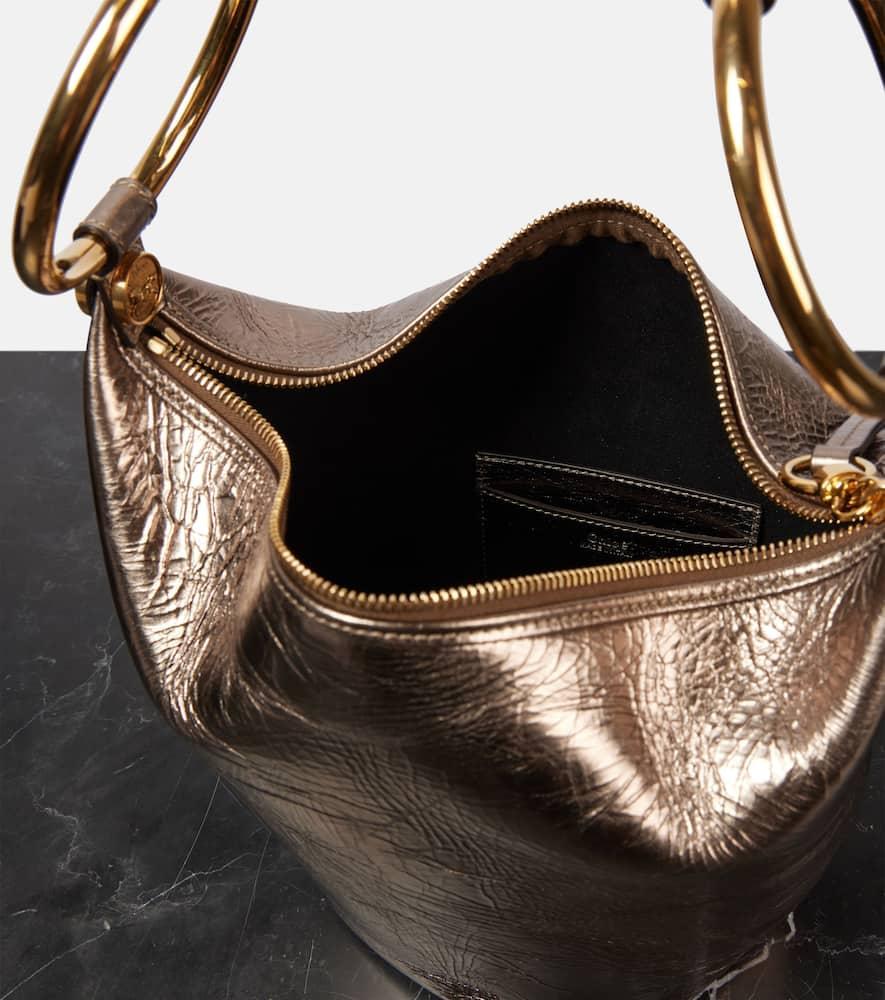 CHLOÉ Bracelet Small Leather Shoulder Bag In Metallic Product Image