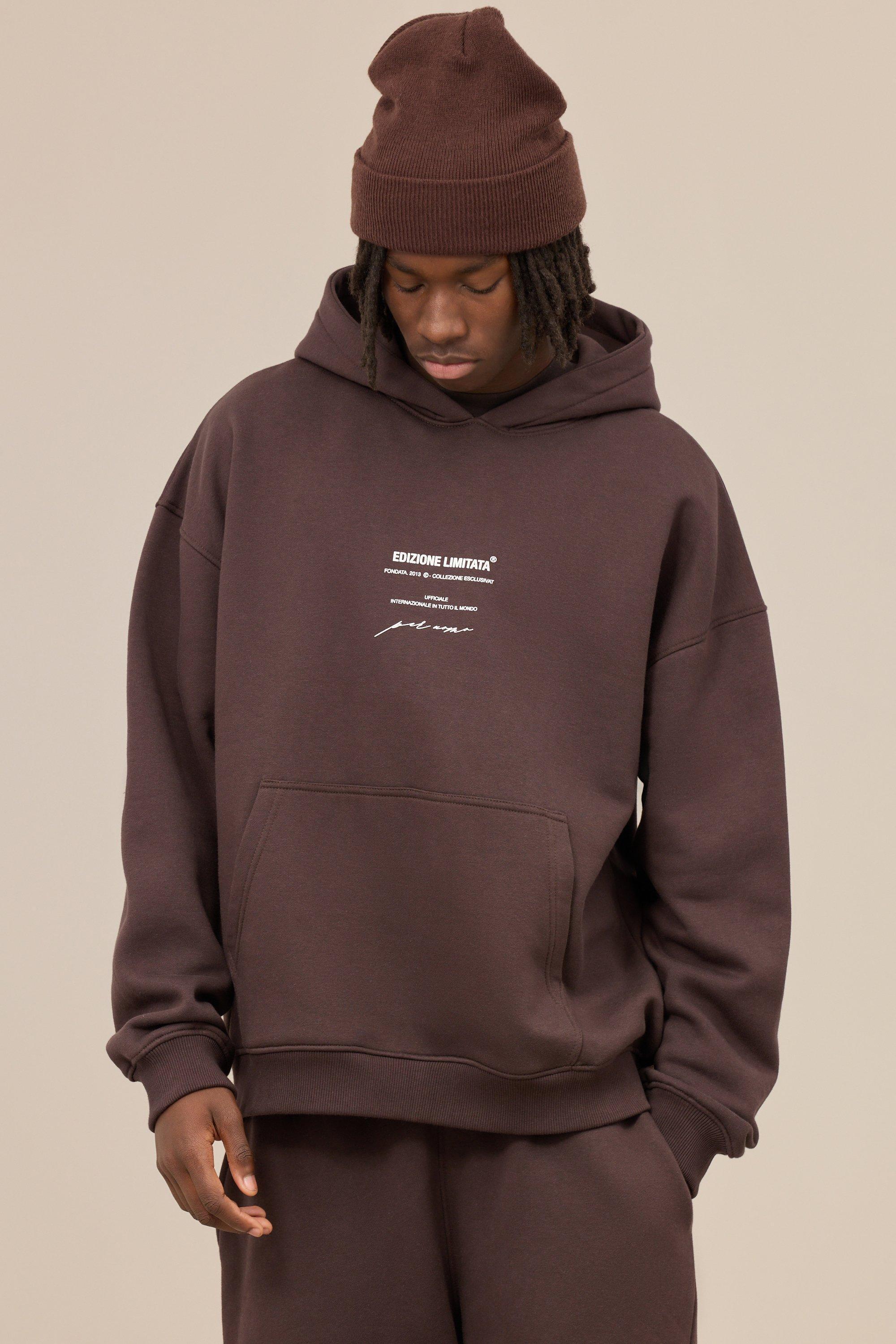 Mens Oversized Heavyweight Hoodie - Brown Product Image