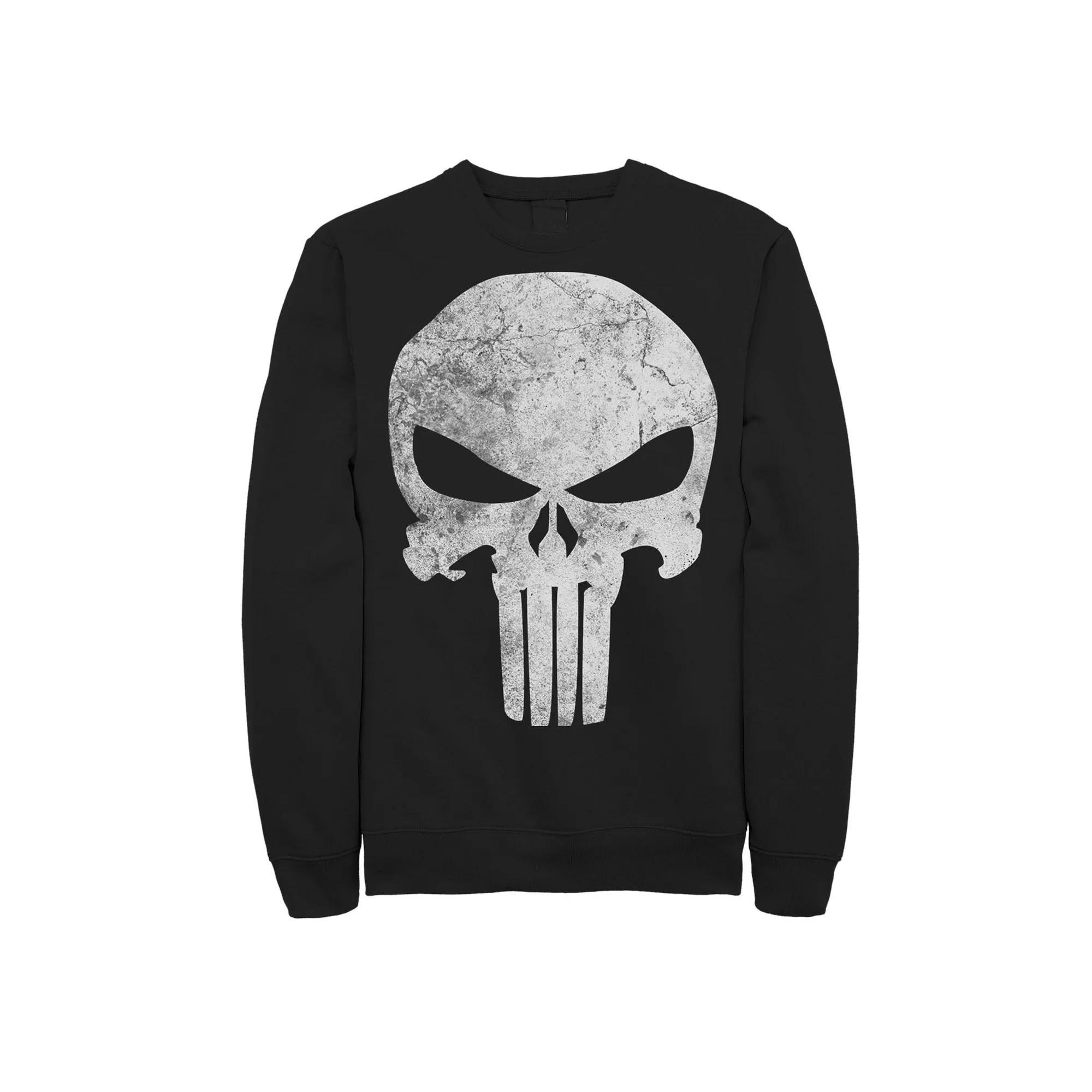 Men's Marvel Punisher Skull Symbol Distressed Sweatshirt, Size: XXL, Black Product Image