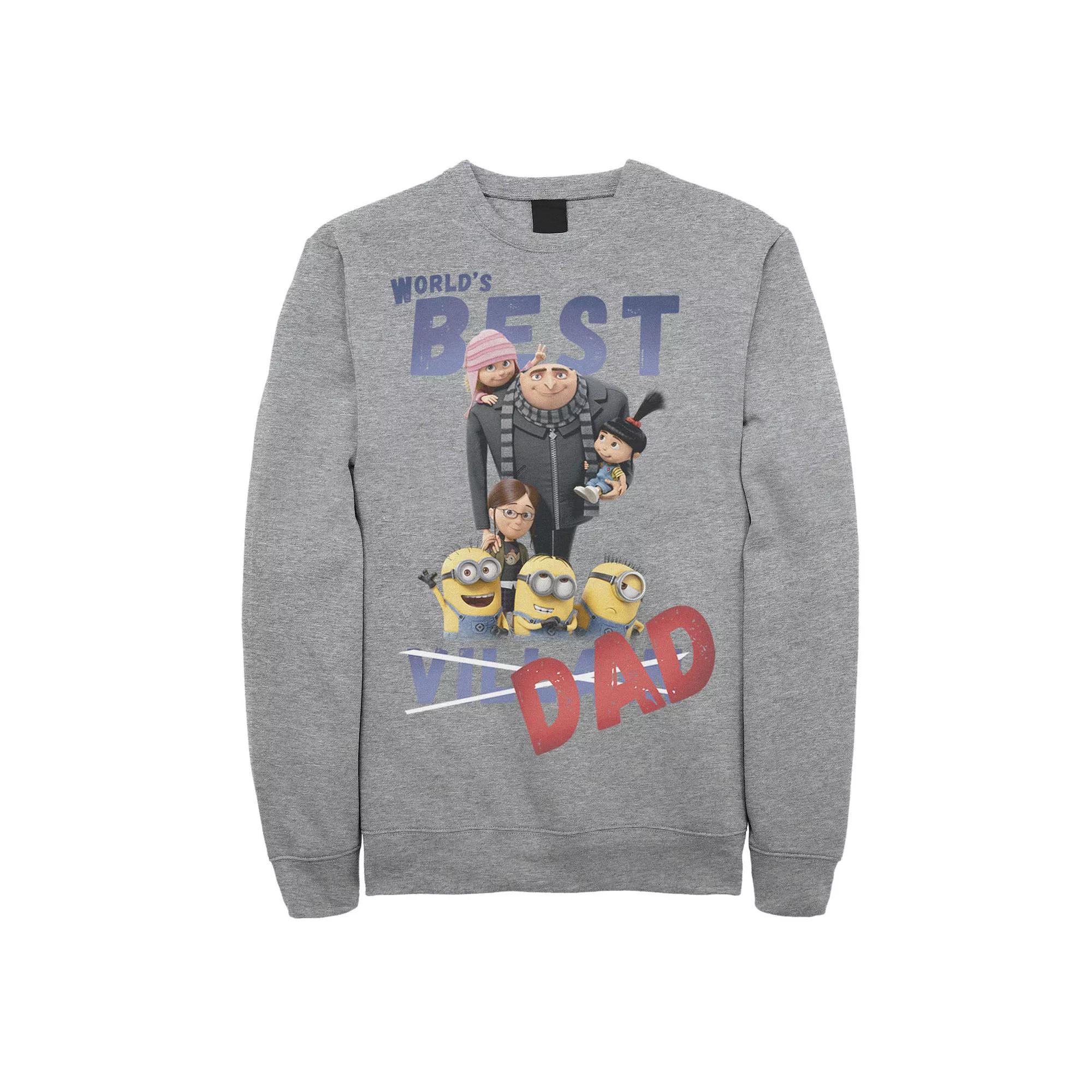 Men's Despicable Me Minions World's Best Dad Sweatshirt, Size: XXL, Athletic Grey Product Image