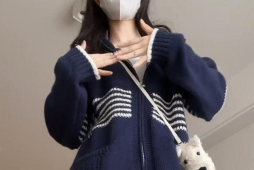 Striped Zip Cardigan Product Image