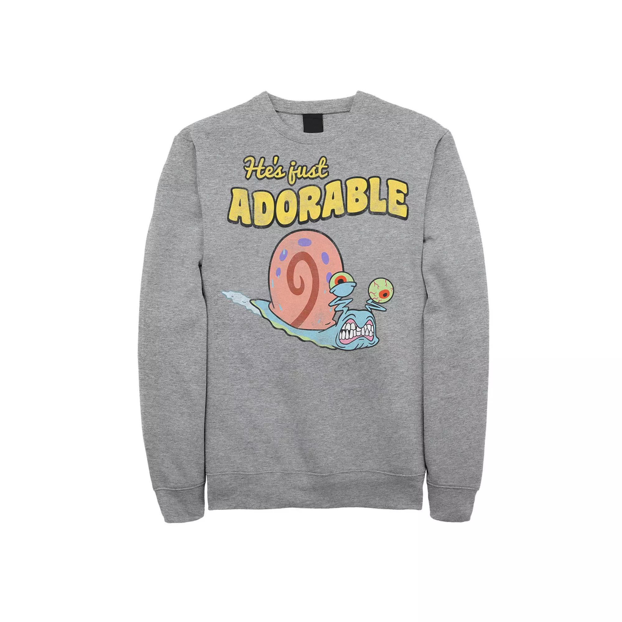 Men's SpongeBob SquarePants Gary He's Just Adorable Sweatshirt, Size: 3XL, Athletic Grey Product Image