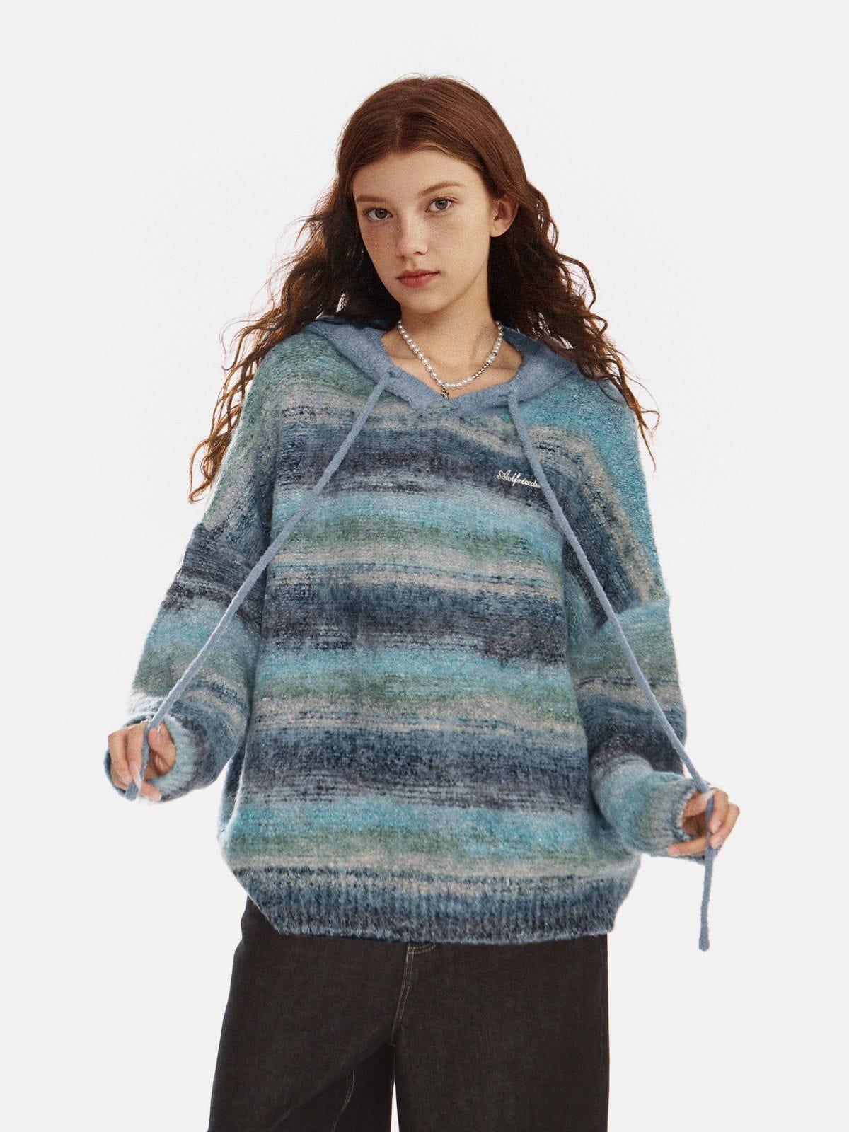 Aelfric Eden Gradient Stripe Knit Hoodie Product Image